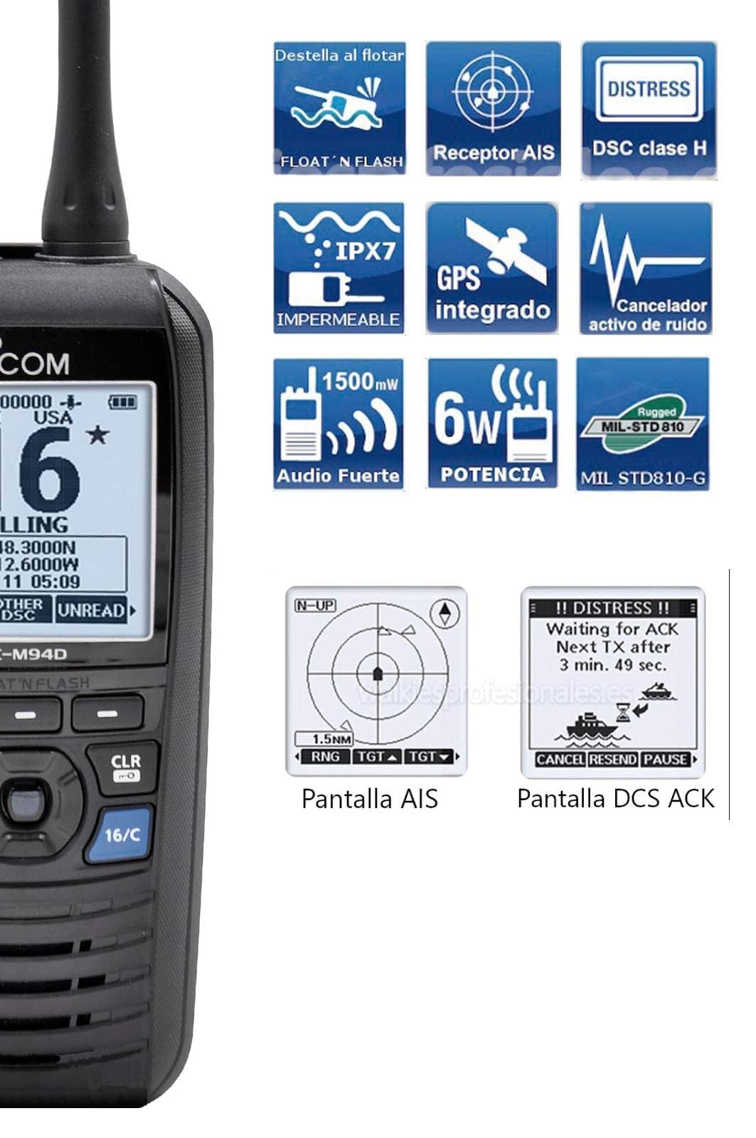 Icom M94d Vhf Radio marina W/dsc y Ais