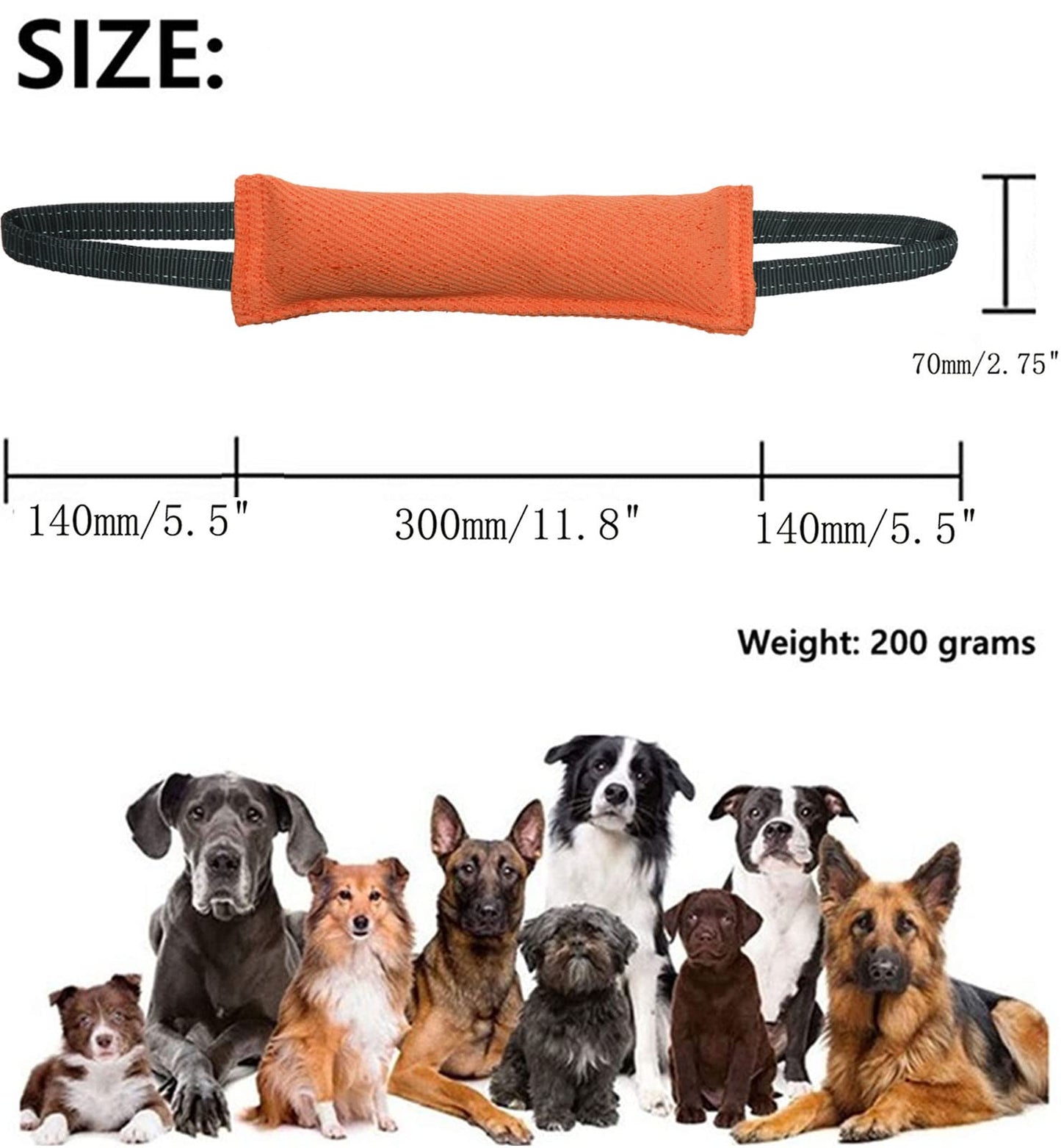 Clysrou Juguete para perros de juguete, almohada resistente de yute – duradero, equipo de entrenamiento – Juguete interactivo para cachorros a perros grandes. (Naranja)..
