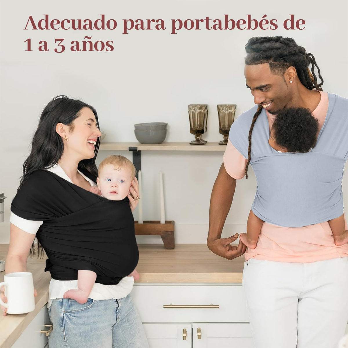 Fular Ergonómico para Bebé, Fular portabebés elástico todo en 1, Fular para bebé, Transpirable Fresco, Hasta 10Kg, para mamás y papás, regalo perfecto para viajar(Gris claro)