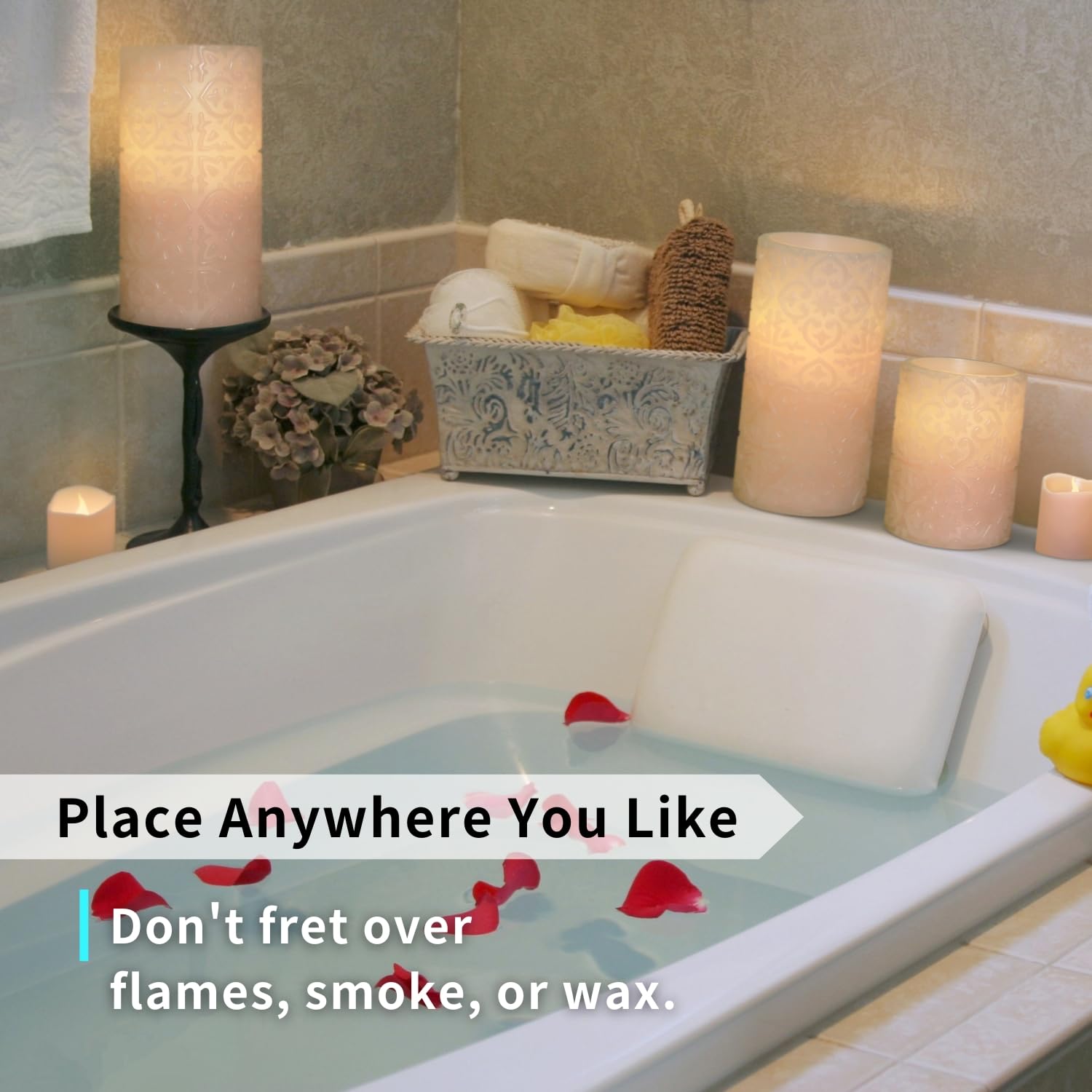 Furora Lighting - Velas LED de cera real, control remoto y temporizador, paquete de 8 (4 pilares y 4 votivas), velas sin llama con parpadeo para decorar el hogar, incluye pilas, rosa, (Pink Rome)