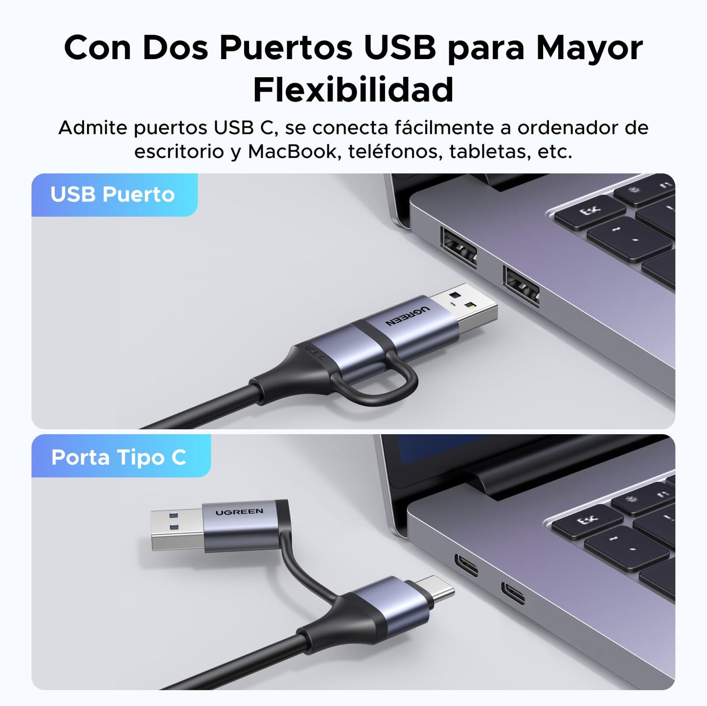UGREEN 2K@30Hz Capturadora de Video, HDMI a USB 3.0 A y USB C, Entrada 4K@30Hz con Baja Latencia, Tarjeta de Captura de Video para Grabación de Juegos Compatible con Switch 2, PS5, Xbox, PC, Phone