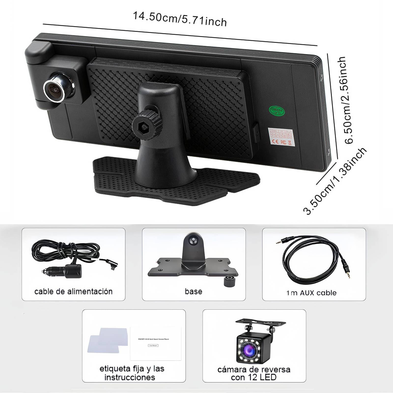 FINYQBET Autoestéreo para Carro con Pantalla de 10.26 Pulgadas, Compatible con Apple CarPlay y Android Auto Inalámbrico, Bluetooth 5.0, Soporte para Cámara de Respaldo y Grabación de Video