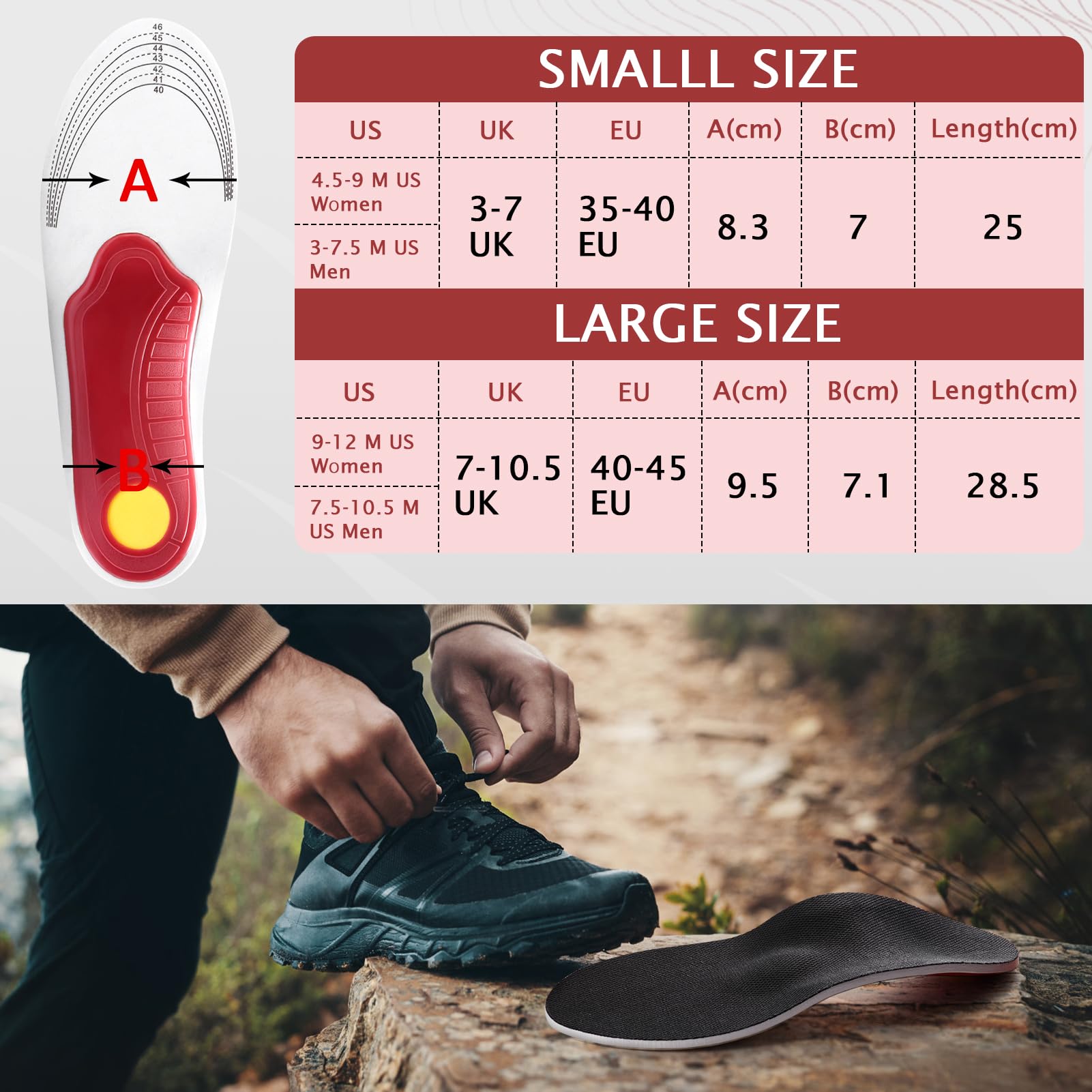 Ailaka - Plantillas de zapatos de soporte de arco alto para pies planos, plantillas ortopédicas de arco alto para hombres y mujeres, plantillas de alivio de la fascitis plantar, Negro -, 9-12 M US