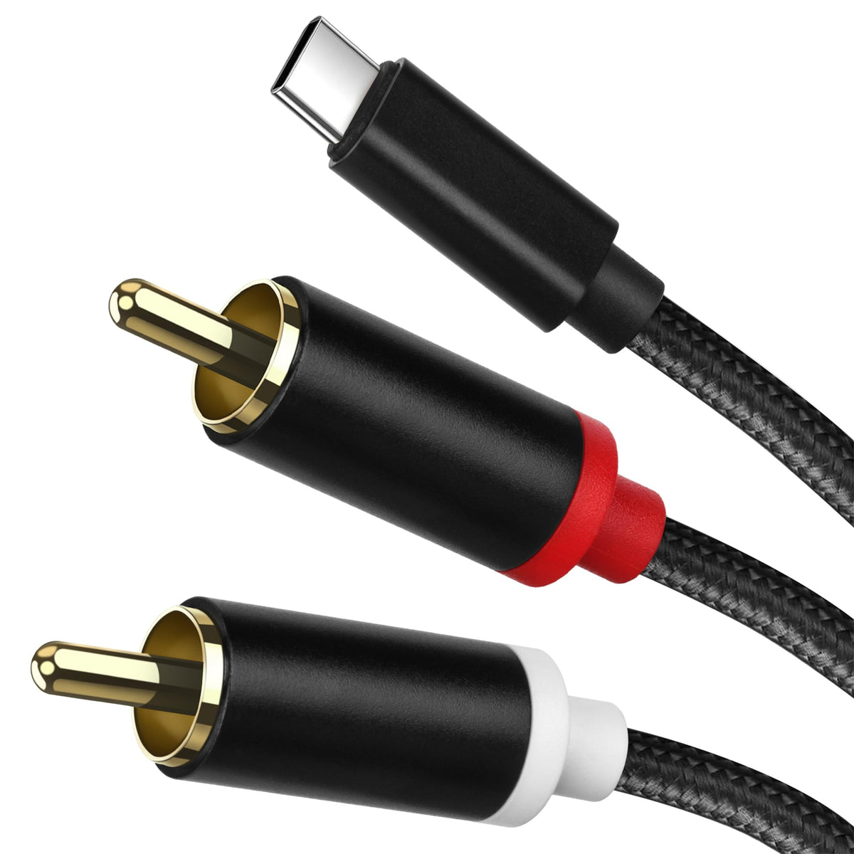 Adaptador Auxiliar de Audio WORLDBOYU USB-C a RCA Blanco para iPhone, iPad y iPod