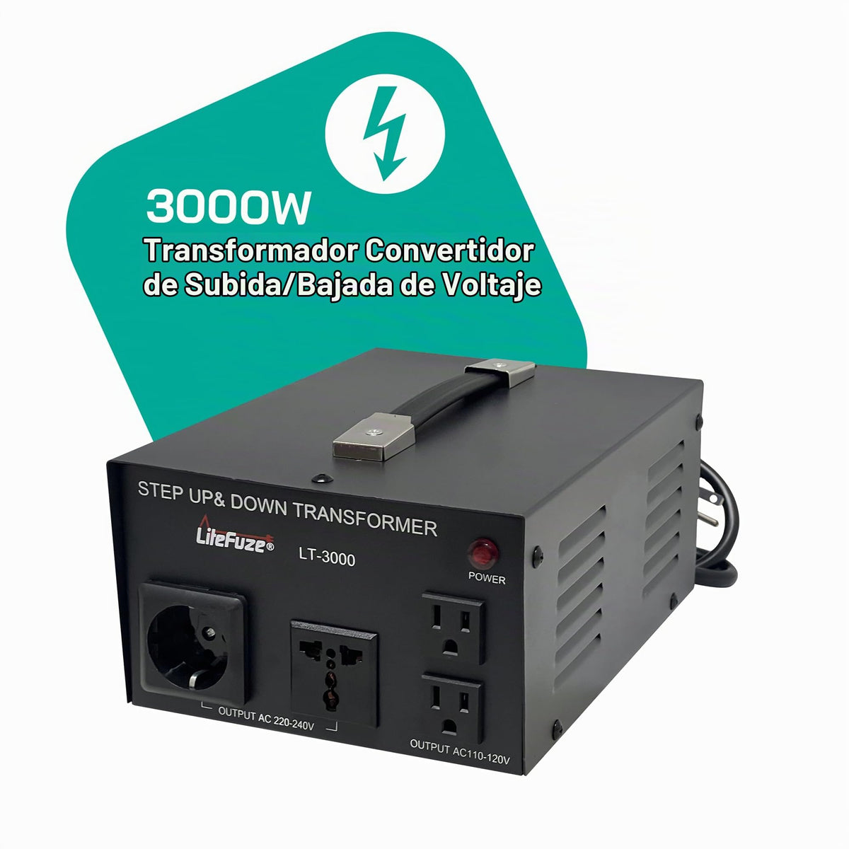 Convertidor de Voltaje LiteFuze LT Series 3000 W con Enchufe Universal Certificado CE