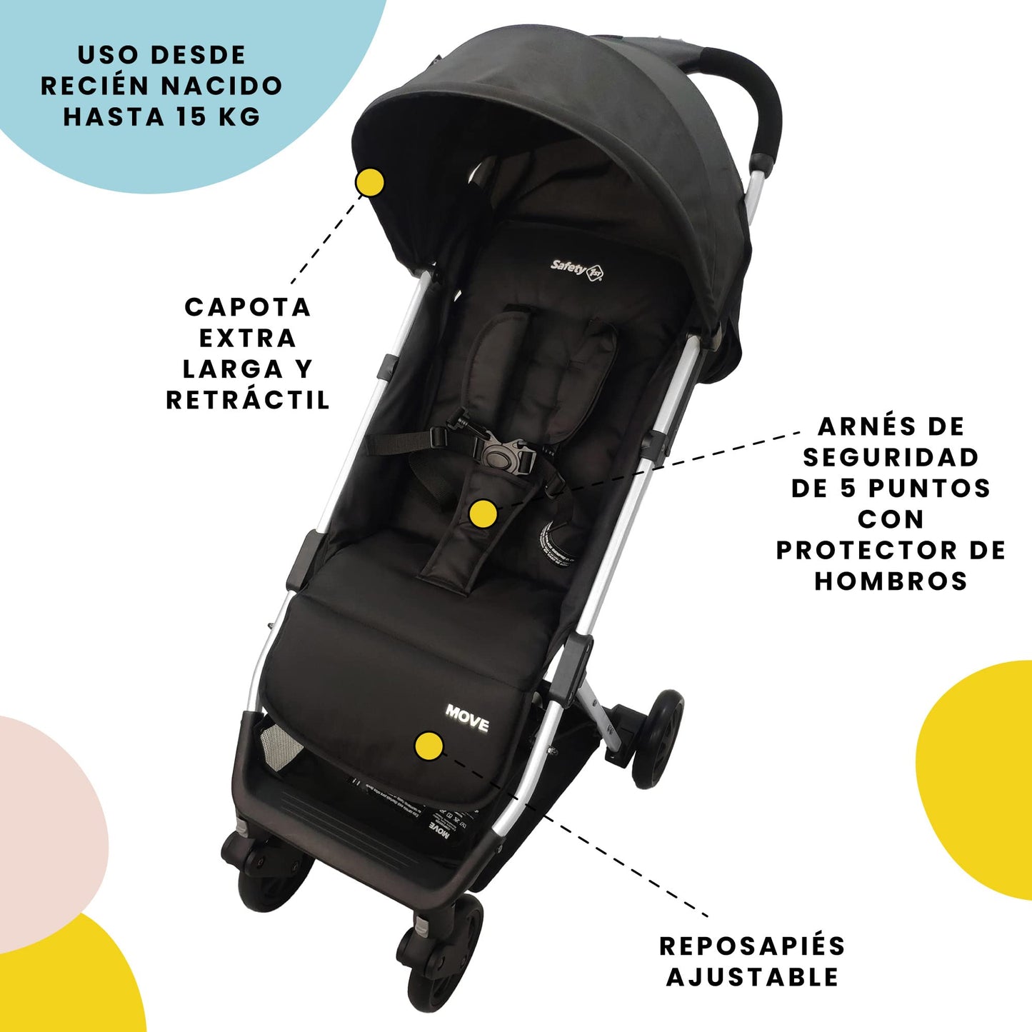 Carriola Safety 1st Negro Ligera y Compacta para Bebé