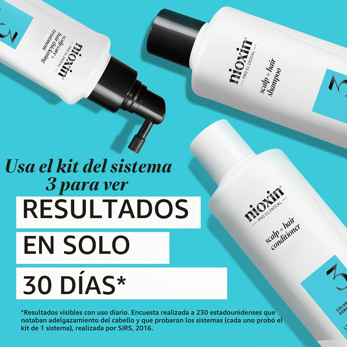 Kit del Sistema 3 Nioxin Castaño para Cabello Teñido y Dañado con Debilitamiento Leve