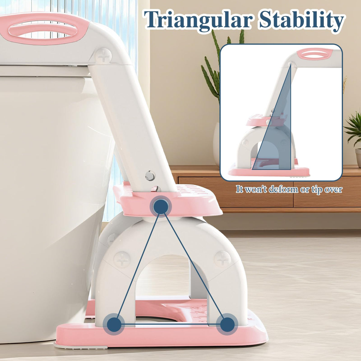 CUXFLS - Asiento de entrenamiento para niños pequeños, altura ajustable 2 en 1, escalera de inodoro para niños y niñas, con protector contra salpicaduras, cojín impermeable, almohadilla antideslizante