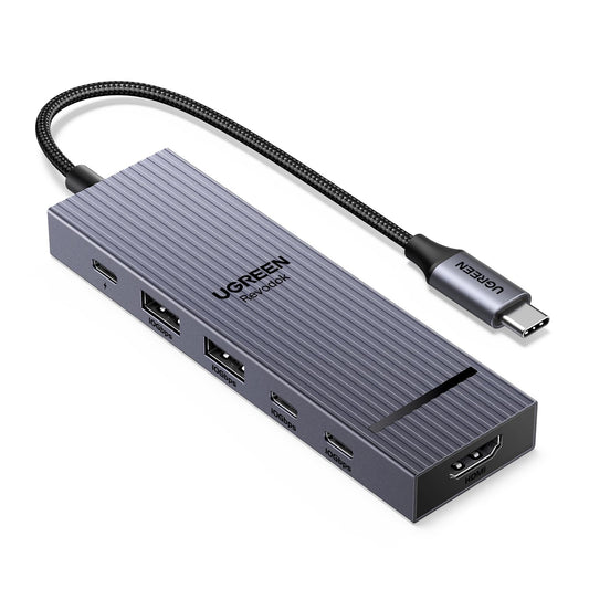 Adaptador Hub USB C UGREEN Gris con HDMI 4K y Carga 100W para MacBook y Más Dispositivos Tipo C