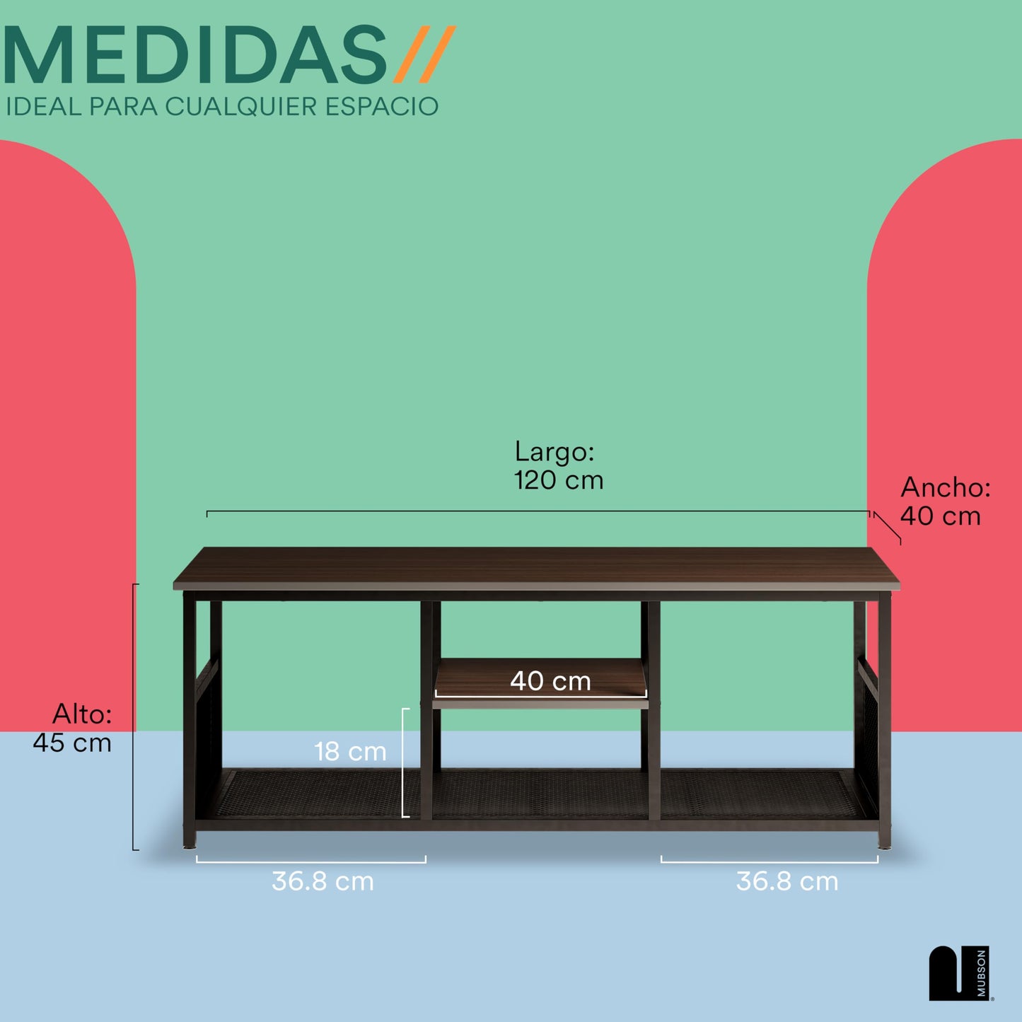 Mueble para TV MUBSON Vondel Roble con 3 Repisas