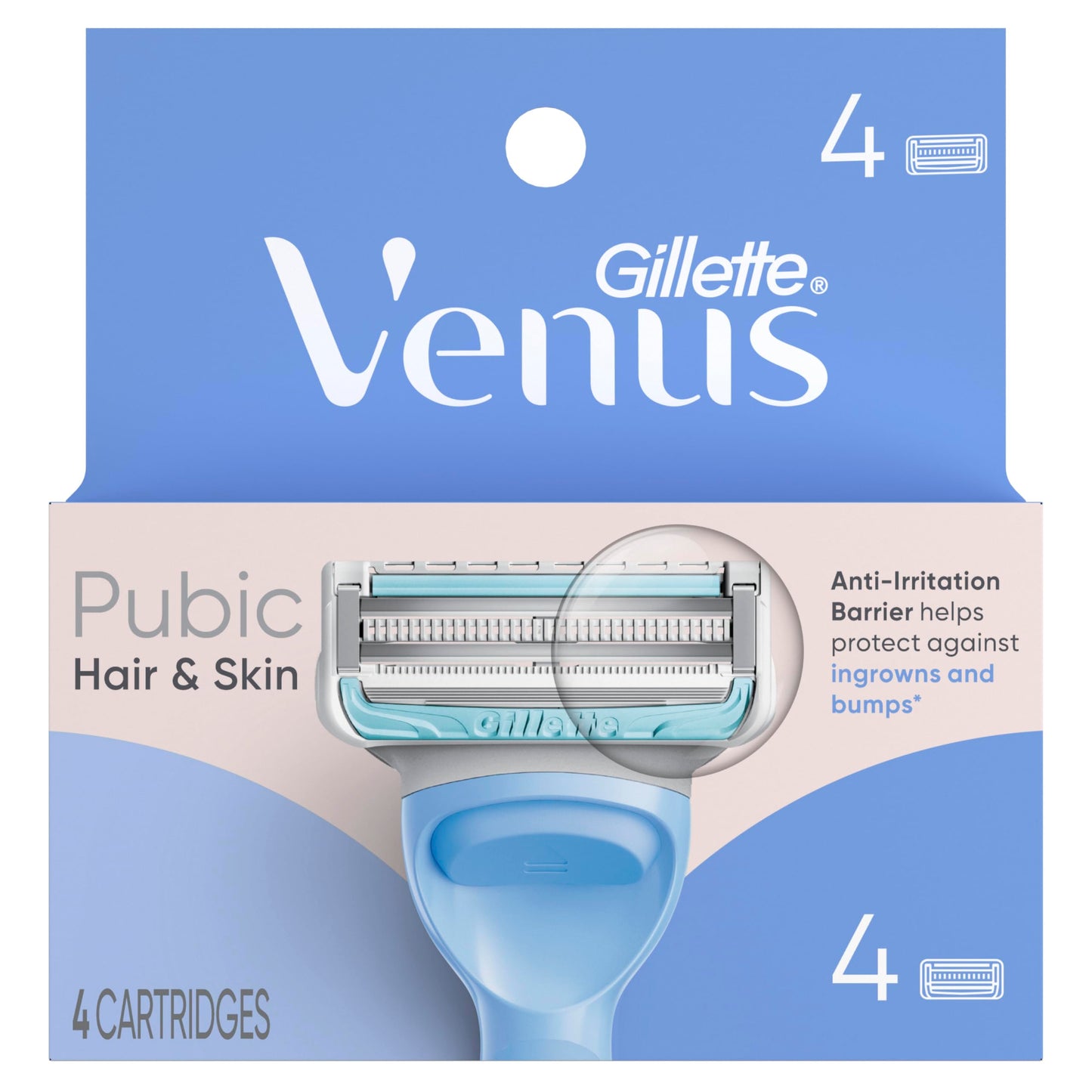 Gillette Venus Intimate Grooming - Recambios de cuchillas de afeitar para mujer con recortadora de bikini, 4 unidades