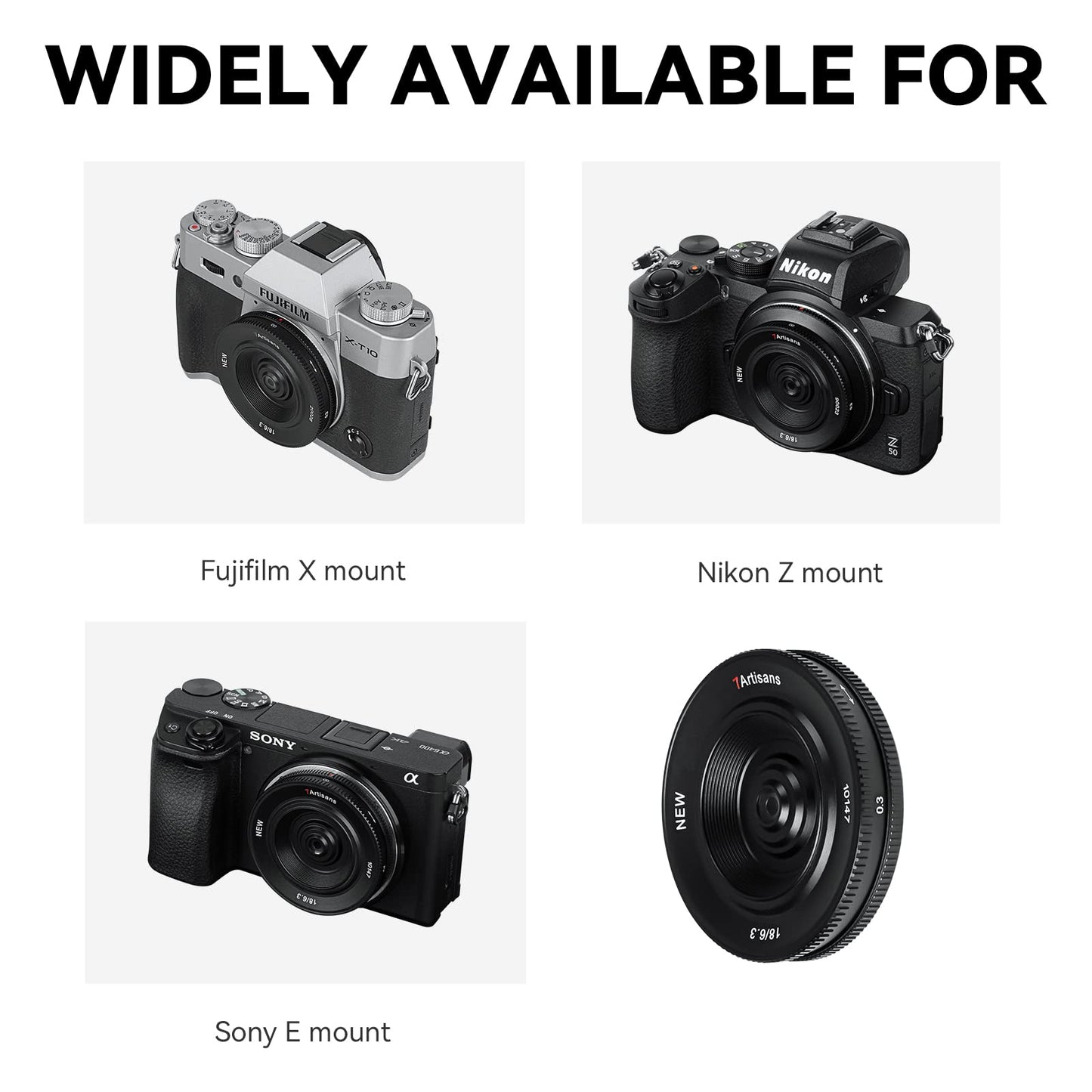 Lente APS-C Prime 18 mm F6.3 Mark Ⅱ 7artisans Negro para Cámaras Fujifilm Sin Espejo