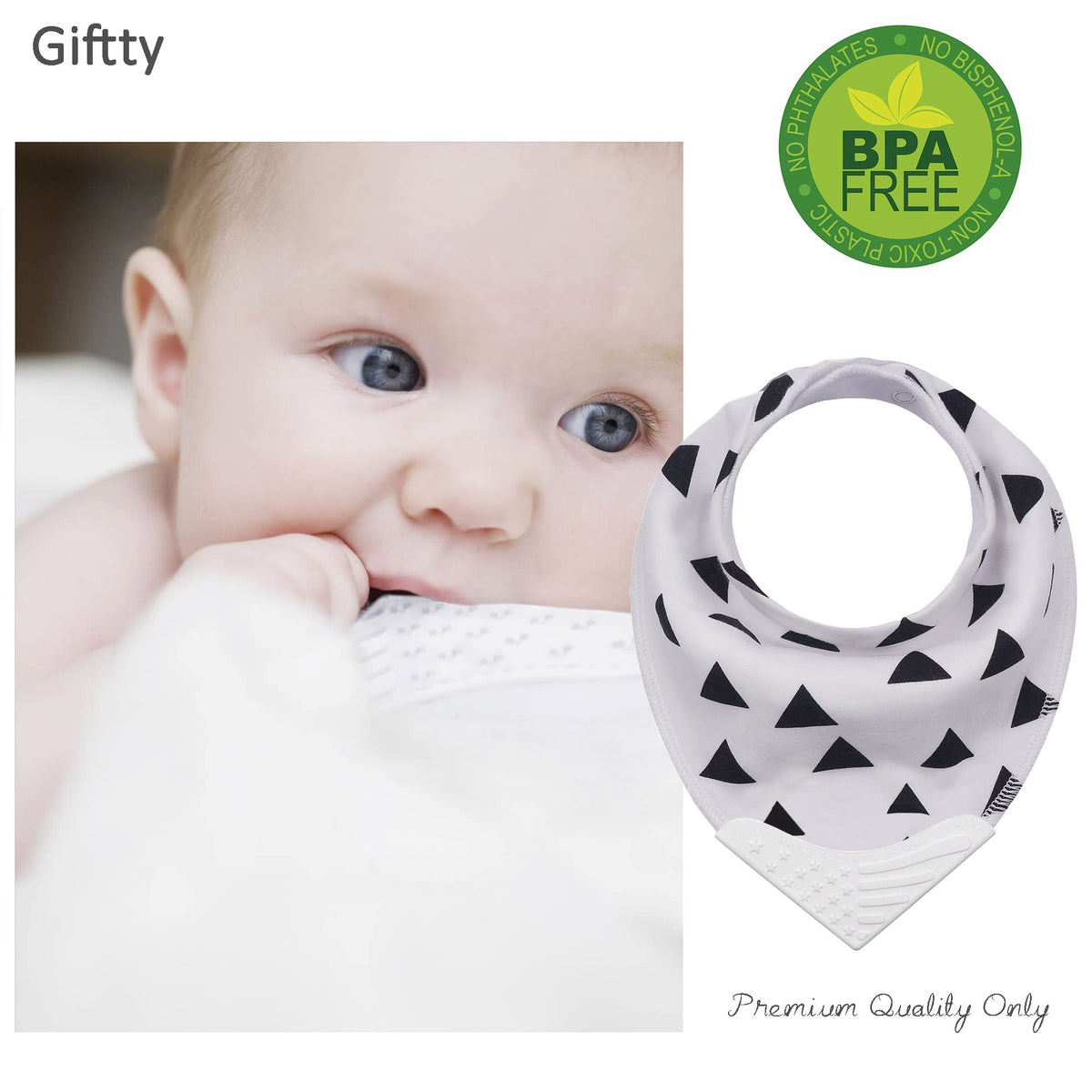 Baberos de dentición para bebé Bandana Drool con silicona sin BPA para niños y niñas, bebés y niños por Giftty (5 unidades), Multioloured, One Size fit from 3-48 months