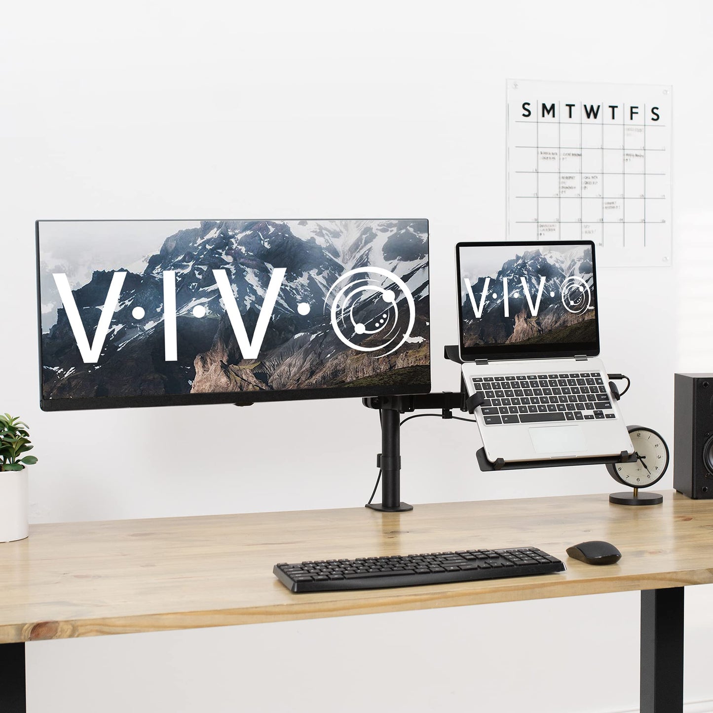 Brazo Universal de Acero VIVO Negro con Placa VESA Extraíble para Portátiles de 10 a 40 cm
