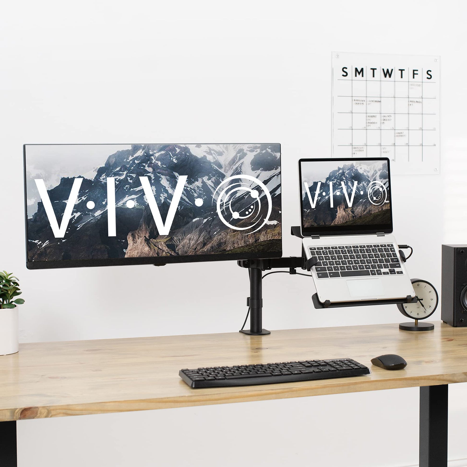 Brazo Universal de Acero VIVO Negro con Placa VESA Extraíble para Portátiles de 10 a 40 cm