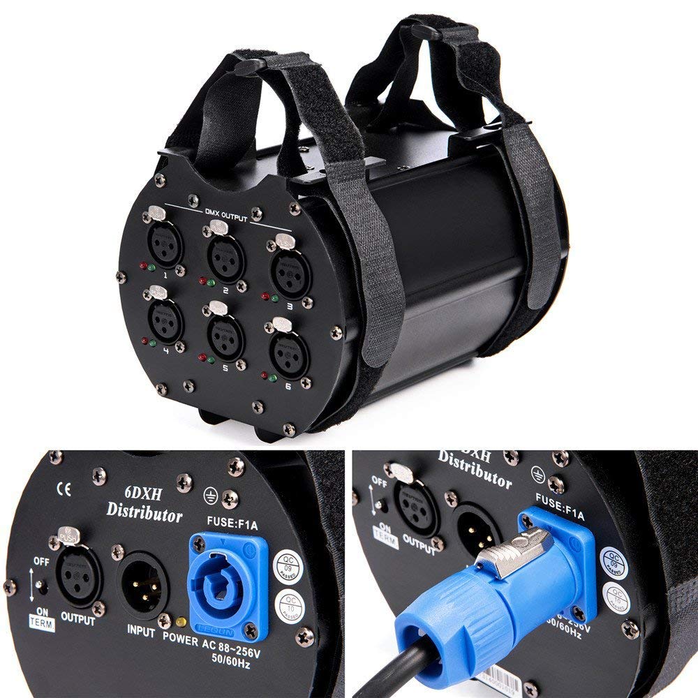 Divisor Aislado de 6 Vías MFL DMX Amplificador con Salidas de 3 Pines