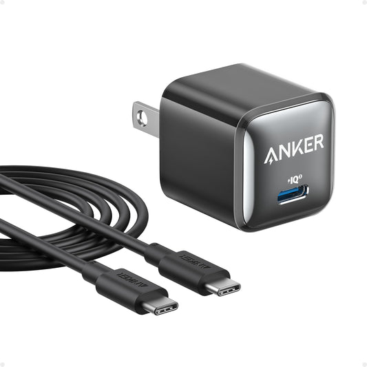 Anker USB C Charger Block 20W, 511 Charger (Nano Pro), PIQ 3.0 Compact Fast Charger for iPhone 16/16 Plus/16 Pro/16 Pro MAX, 15 Series, Galaxy, Pixel 4/3, iPad (Black, 1 Pack&1 Cable)