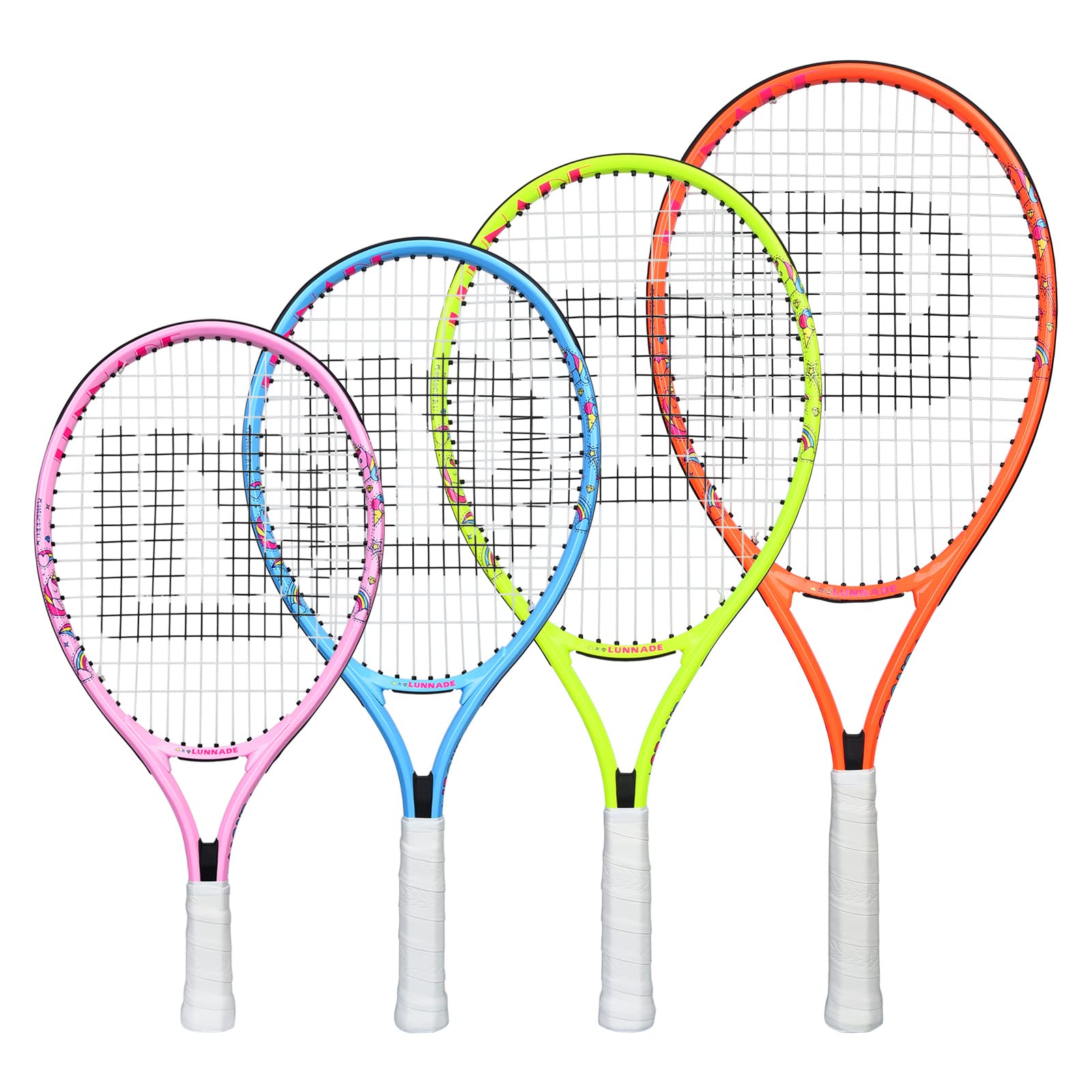 LUNNADE - Raqueta de tenis para niños pequeños, 19/21/23/25 pulgadas con cubierta, adecuada para niños y niñas principiantes de 3 a 12 años