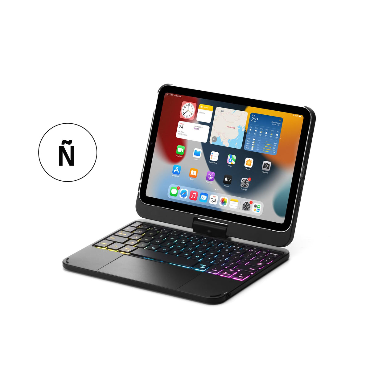 Teclado zienstar Rosa con Funda Rotación 360° Retroiluminado y Trackpad para iPad Mini 6th/7th 8.3"