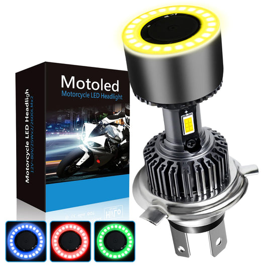 AutoFast Faros LED para Moto, 4 Colores de Luz Cambiantes, H4/HS1, 60W de Alta Potencia, 8000 Lúmenes, Aluminio, Alta Calidad, Fácil de Instalar, Compatible con Varios Vehículos, 1pc