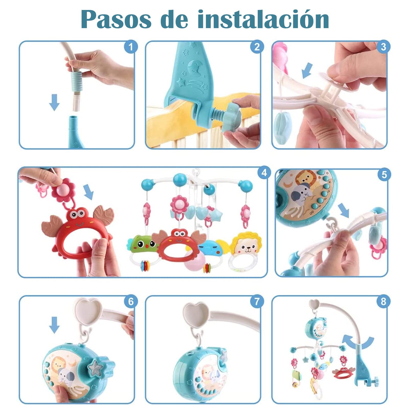 Juguetes para Cuna de Bebe Musical,Móvil para Bebé Giratoria 360° con Proyección y Mando A Distancia,decoración de cama para recién nacidos,Regalo para Recién Nacidos