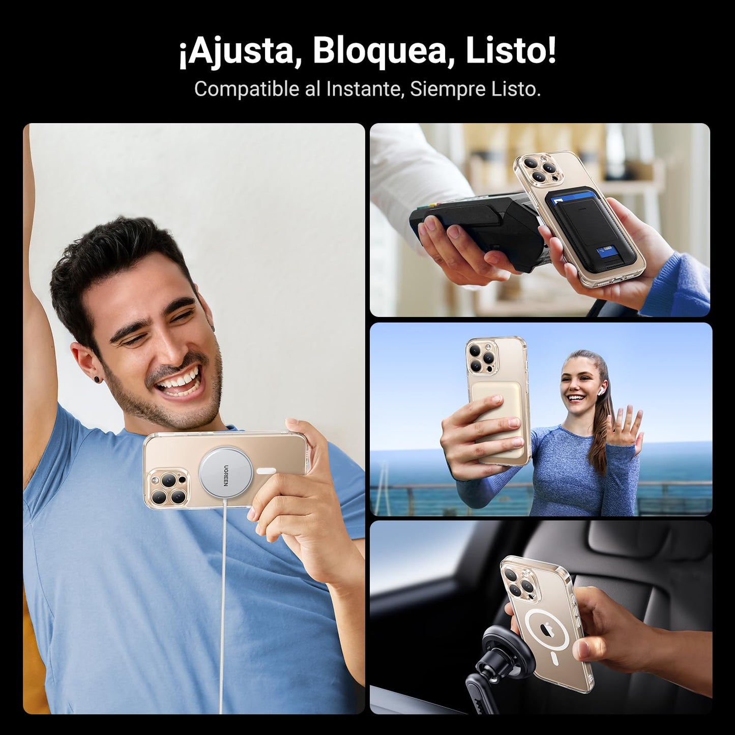 Funda iPhone 16 Pro MAX UGREEN Magnético Azul Anti-Amarillo con Protección de Lente y Caídas