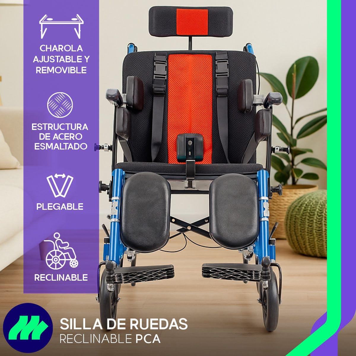 Silla de Ruedas Medical Store Roja Negra Acero Resistente para Adulto con Eleva Piernas Desmontables y Descansabrazos Ajustable para Parálisis Cerebral de Lujo