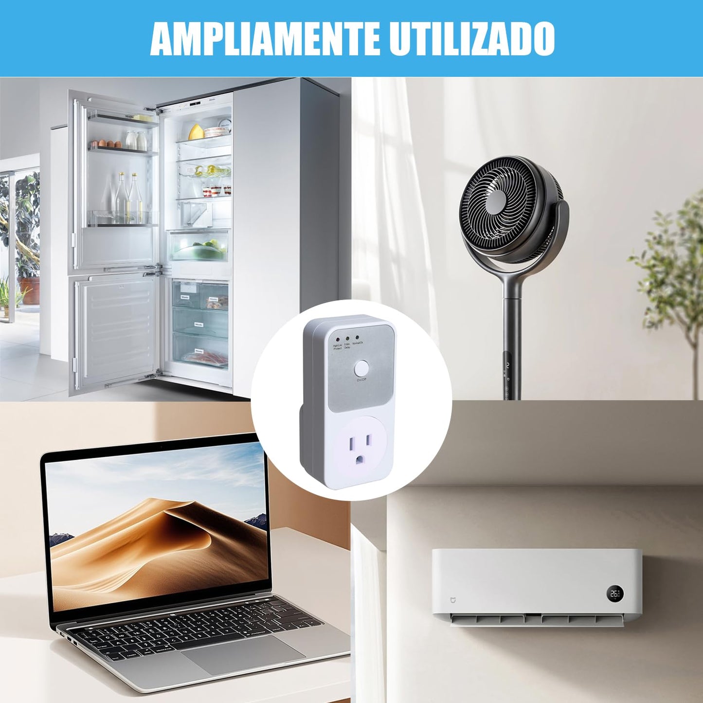 Protector de Voltaje VIEGLM Blanco Multifunción para Refrigerador, TV, Lavadoras y Frigoríficos
