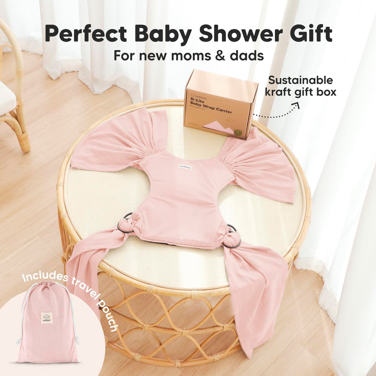 KeaBabies Baby Wrap Carrier - Correa para bebé, D-Lite (rosa sucio)