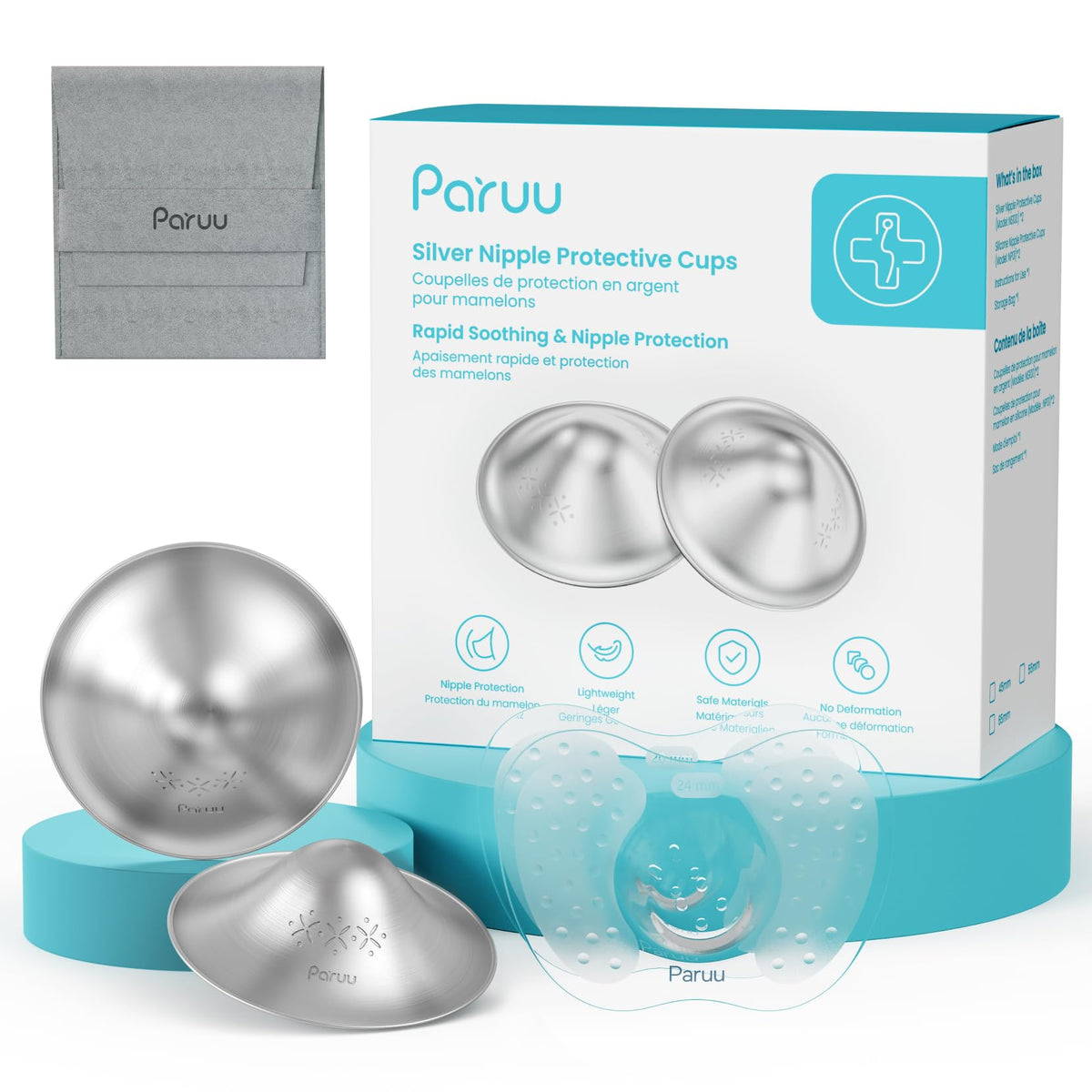 Paruu Silver - Vasos de lactancia para lactancia materna, 1.77in / 45 mm