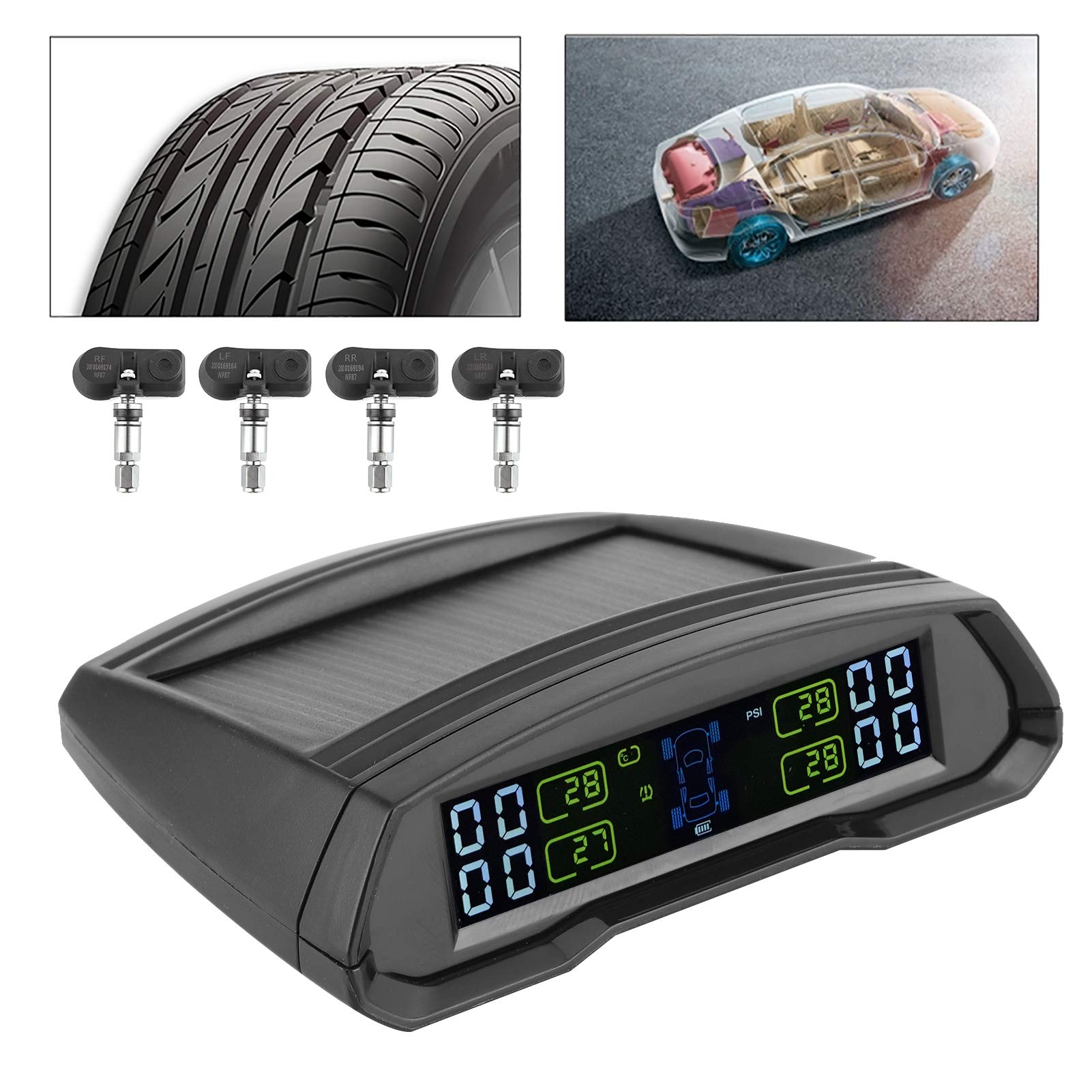 Sistema de Monitoreo de Presión de Llantas Aramox T802C-TJ LCD Digital Inalámbrico Solar USB