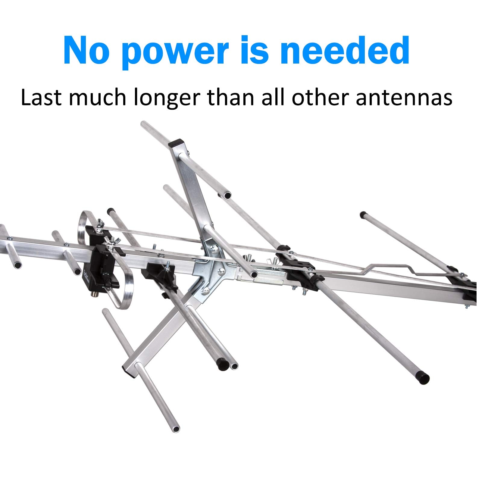 Five Star - Antena de TV para interiores y exteriores Yagi Satellite HD con hasta 200 millas de alcance - Antena de TV de montaje en ático o techo, antena digital OTA Radio/FM para 4K 1080P con poste