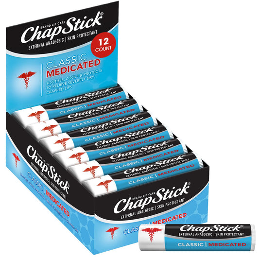 ChapStick Classic Medicated, 0.15 oz, 12-Stick Refill Pack