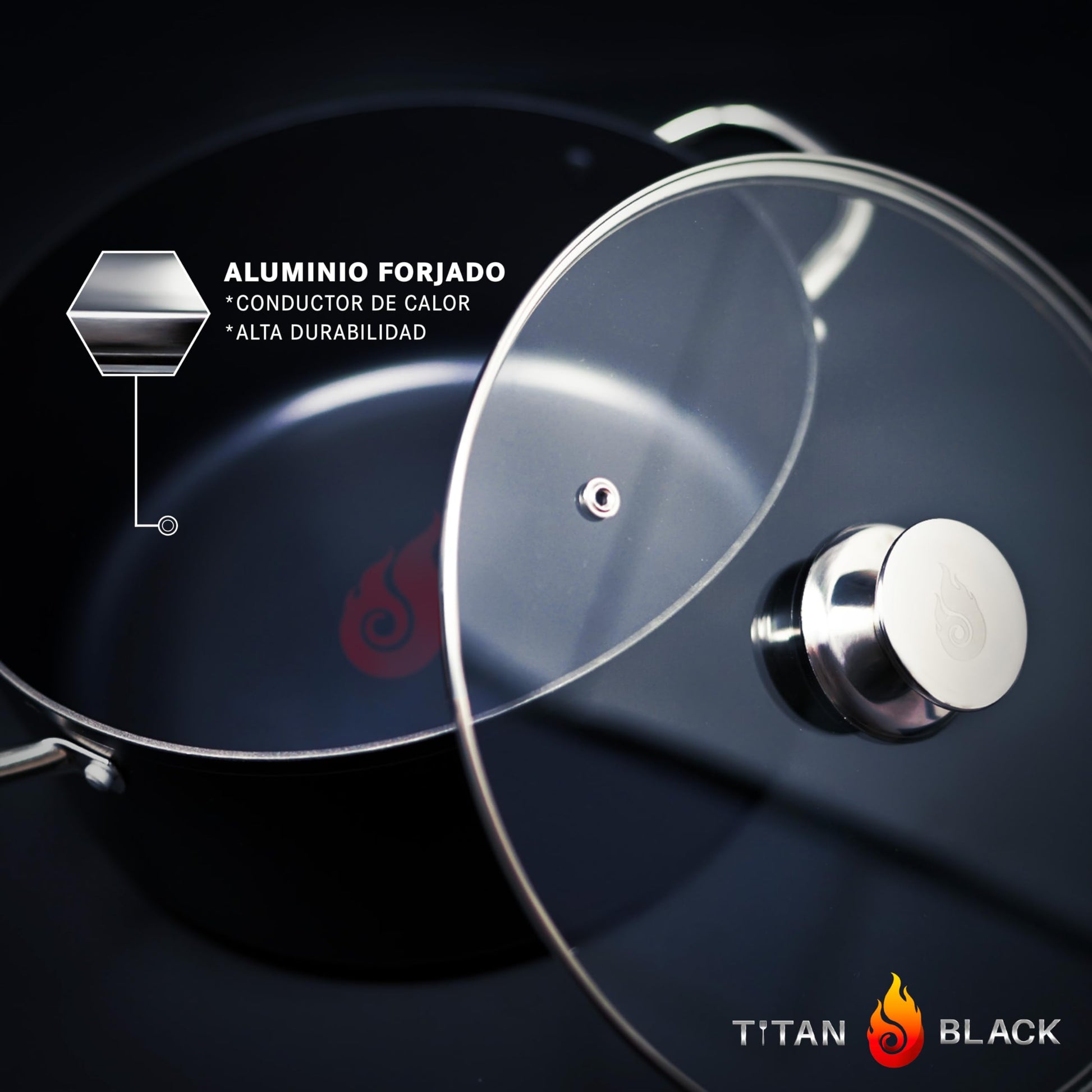 BATERIA DE COCINA ANTIADHERENTE DE TITANIO TITAN BLACK ESSENTIAL 20 PZAS