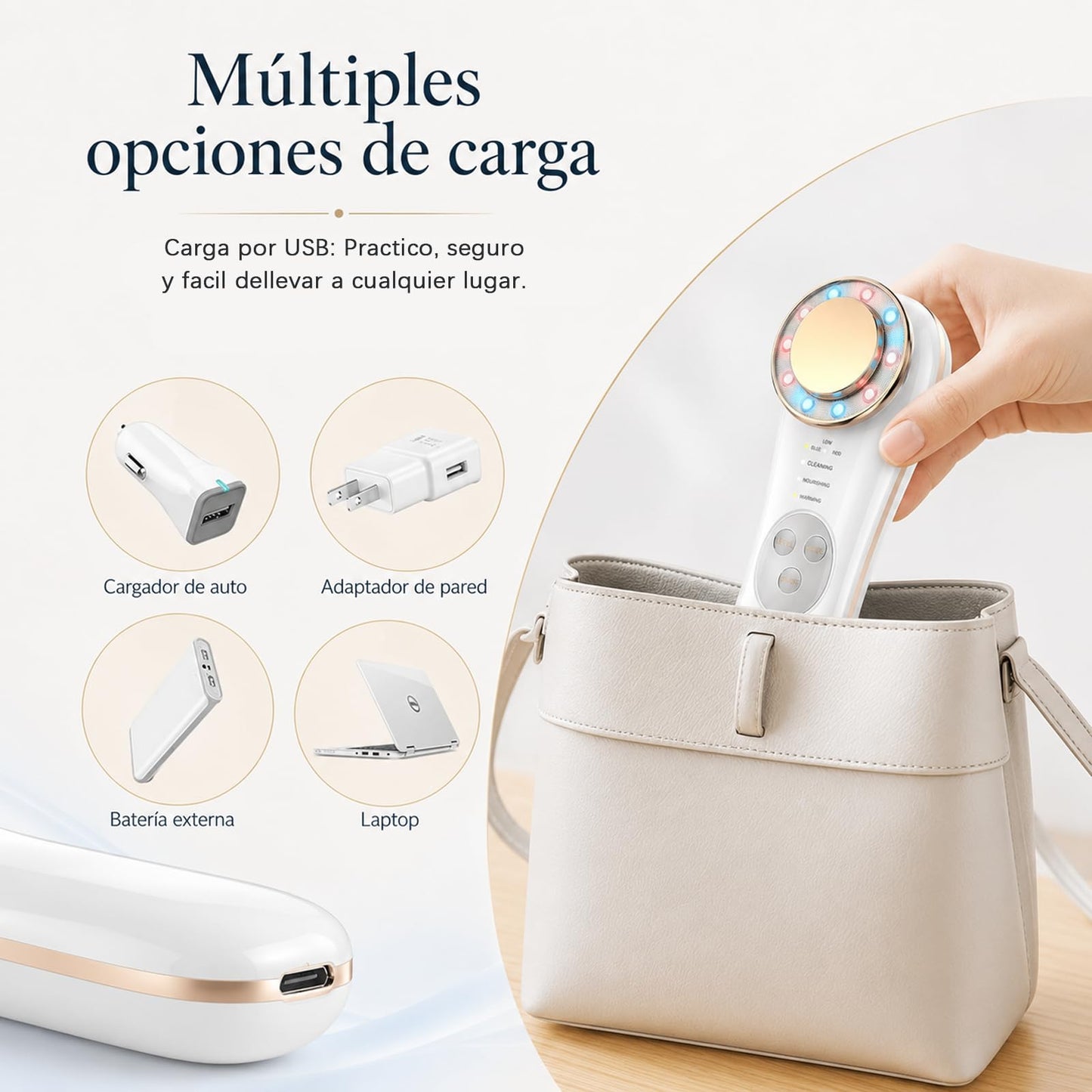 Masajeador Facial Eléctrico,Dispositivo de Belleza Facial,7 en 1 Máquina con Frío Calor Fototerapia Roja y Cuidado de Ojos,Limpieza Profunda,Mujer Portátil Recargable USB Regalo para Mujer