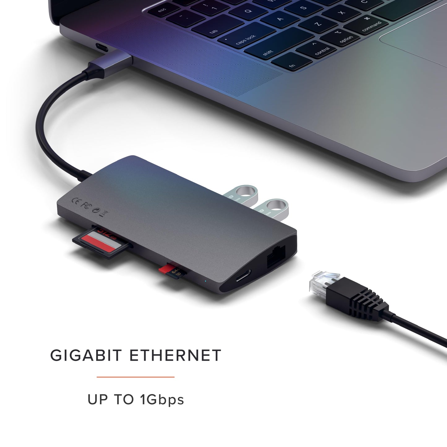 SATECHI Adaptador 8 en 1 USB C V2, HDMI 4K, Carga USB C PD de 115 W, 3 Puertos USB-A, Ethernet, Lector de Tarjetas Micro/SD, para portátil, MacBook Air/Pro M4, iPad, Windows - Gris Espacial