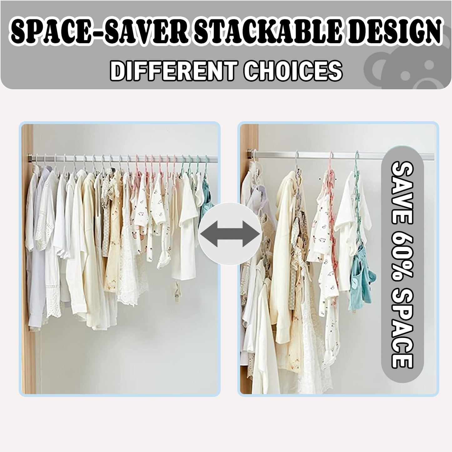HGYZE - Perchas de clóset para bebé, Ultra Delgadas, Antideslizantes y Extensibles, para Ropa de recién Nacido, 20 Piezas de Regalo Gris, Percha de Ropa Ajustable para niños y niñas