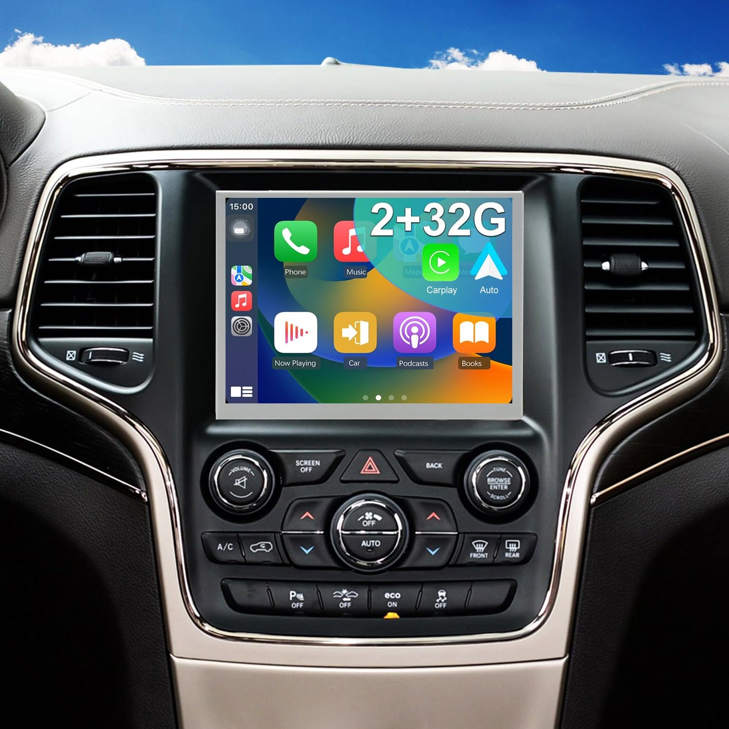 Radio de actualización 5GWiFi para Jeep Grand Cherokee 2014-2021, Dodge RAM 1500/2500/3500 2013-2018, Dodge Challenger Charger Durango 2015-2023, visualización táctil estéreo para coche Carplay GPS