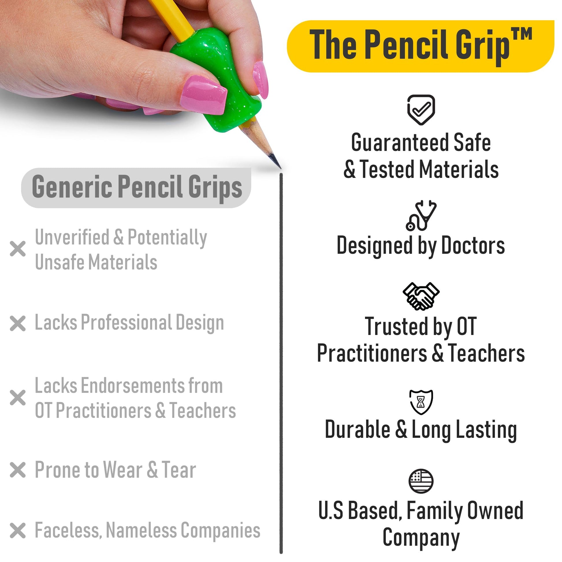 The Pencil Grip Original - Soporte ergonómico universal para escritura de derecha e izquierda, Escarcha, 6-ct