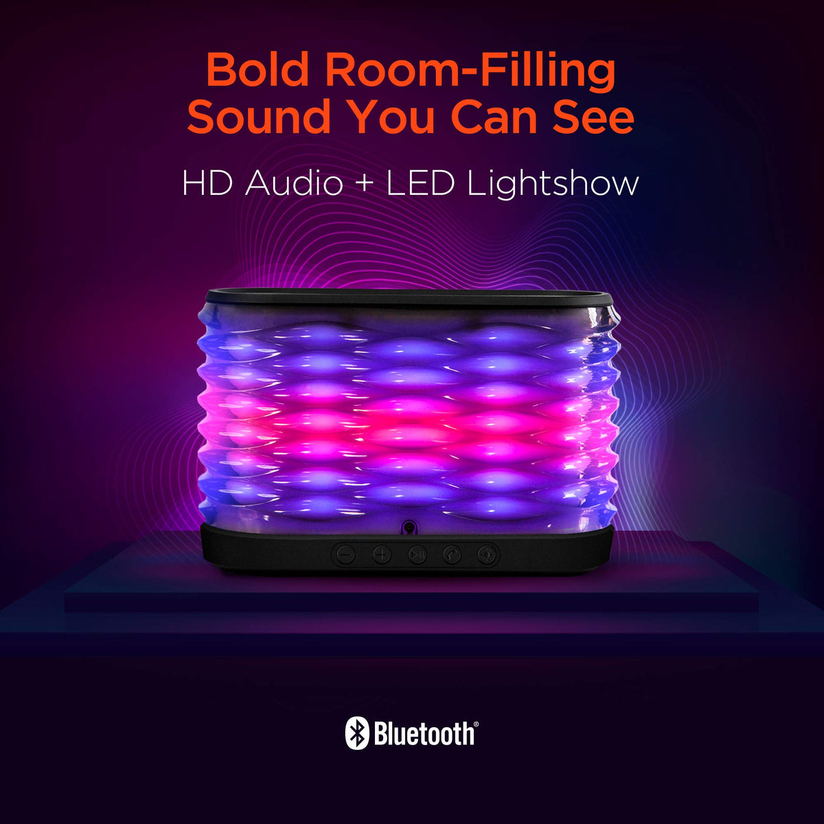 Altavoz Bluetooth Inalámbrico Portátil con Micrófono y Luces LED Impulsadas por Ritmo para Hogar y Exteriores
