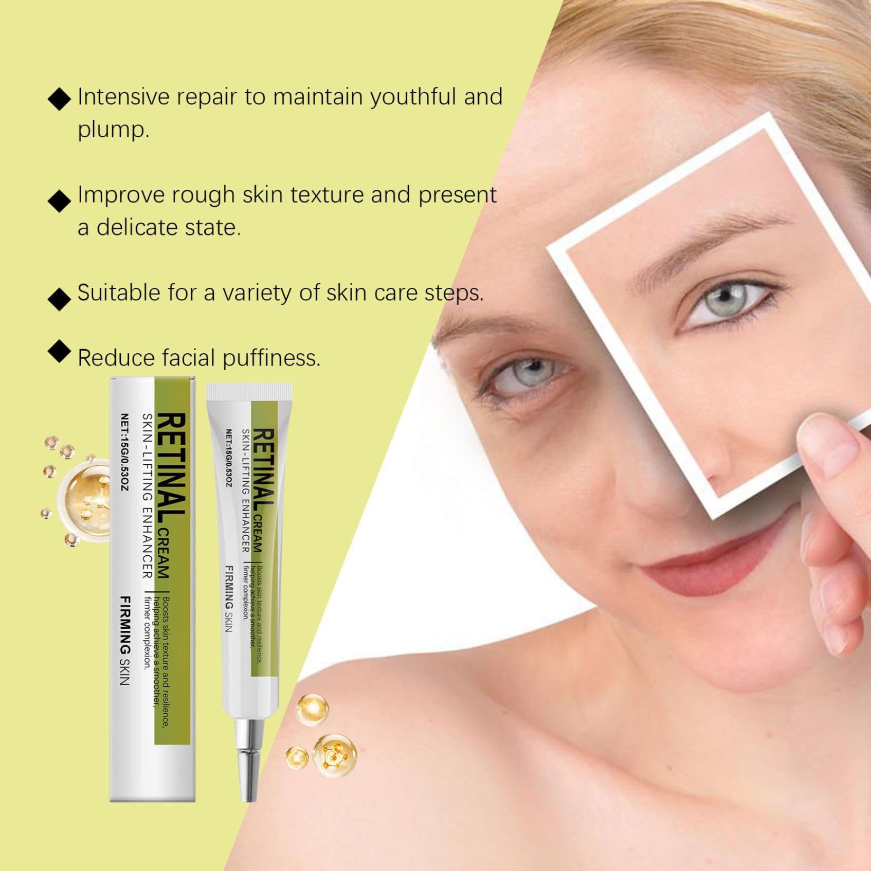 Retinal Shot Tightening Booster, 15g Retinol Shot Tightening Serums, Retinal Mild Face Moisturising Cream for All Skin Types, Repairs and Enhances Skin Elasticity (3 PCS)