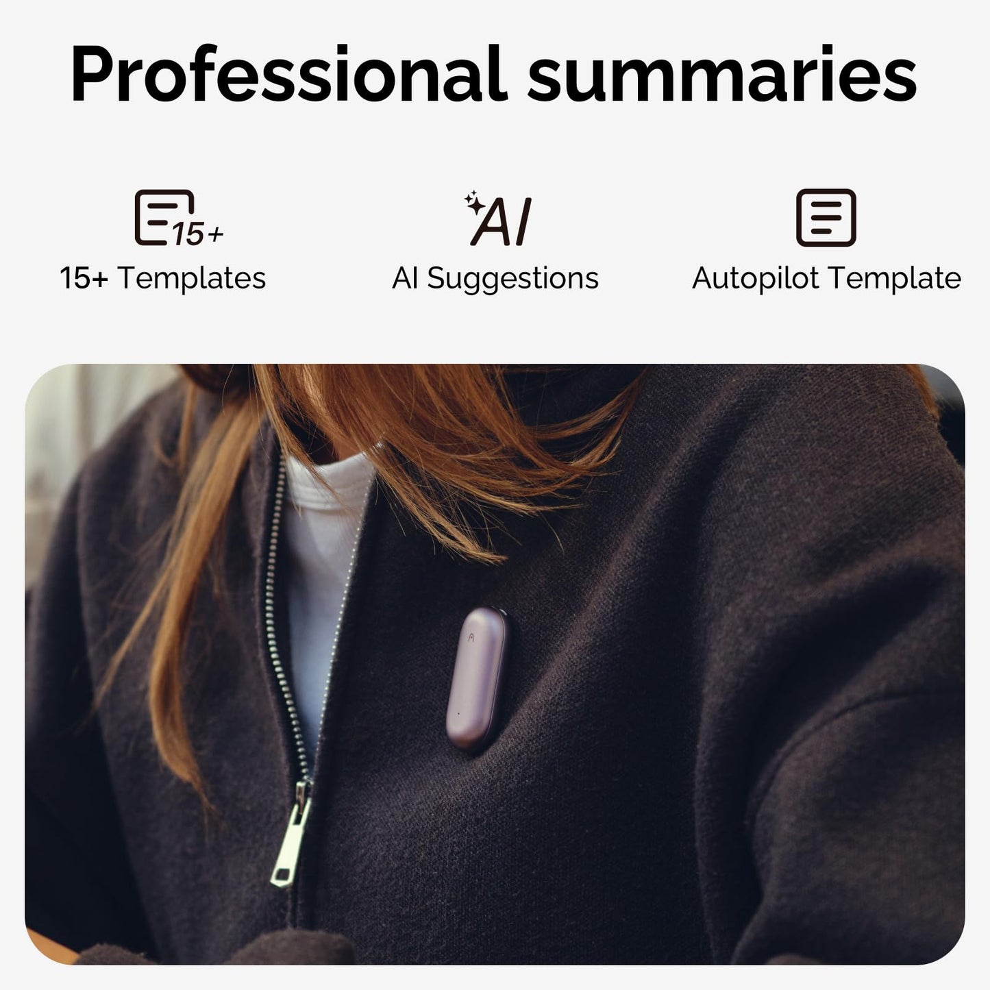 PLAUD Grabadora de Voz con IA NotePin, Control por App para Tomar Notas, transcripción y Resumen con IA, soporta 112 Idiomas, 64 GB, grabadora de Audio para conferencias, reuniones, Púrpura Atardecer