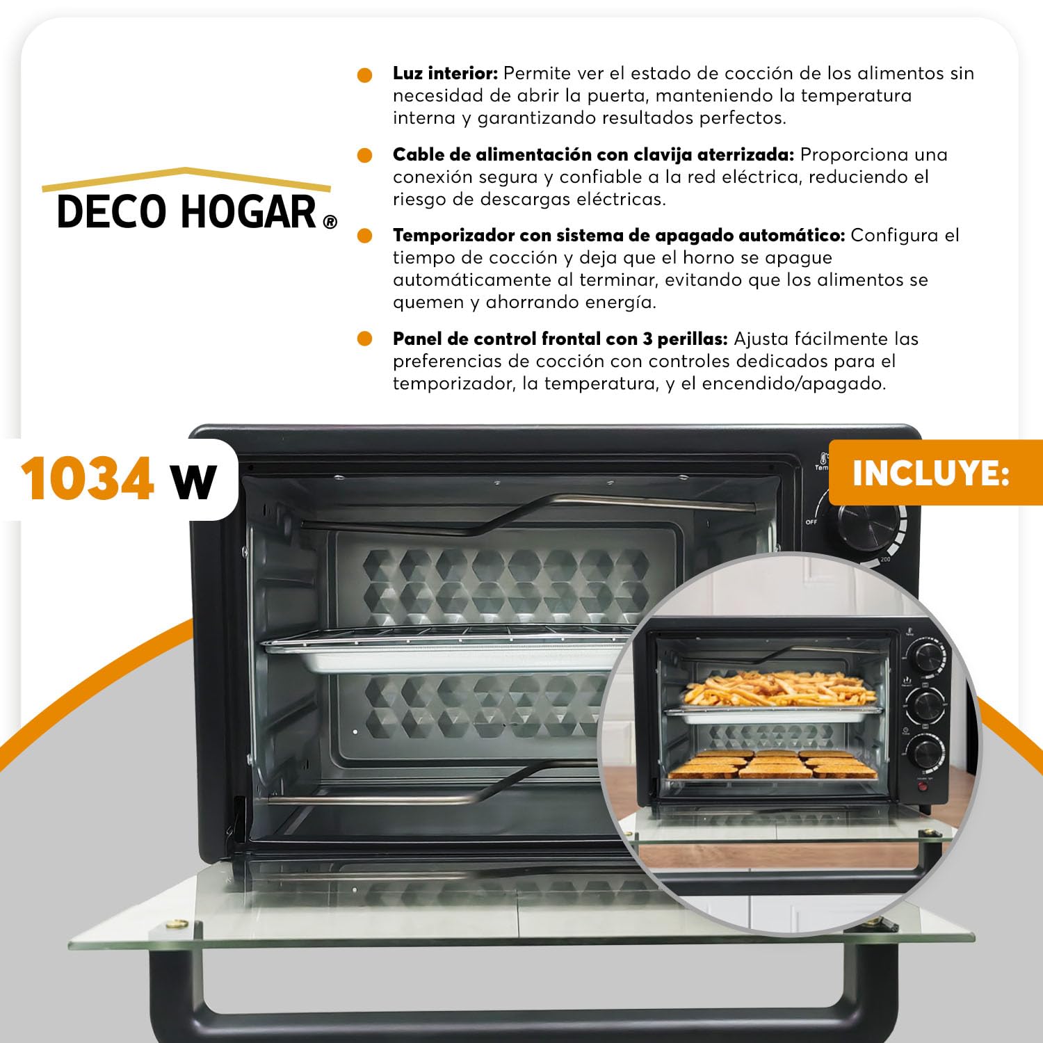 Adir Horno Tostador Electrico De Mesa 25L1034W Negro 12816