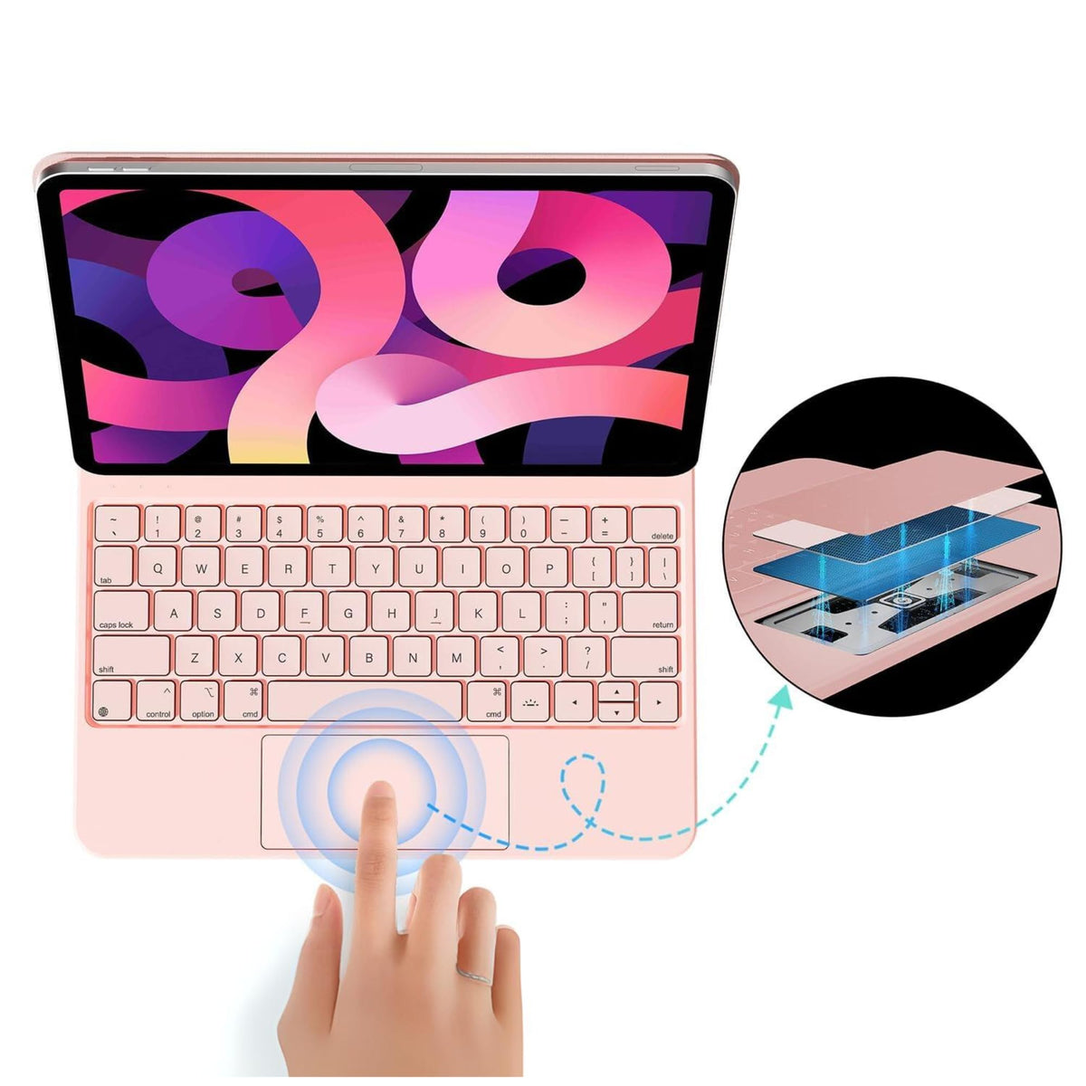 Funda con Teclado Mágico MR. GADGETS Rosa con Trackpad Multi Touch para iPad Pro 12.9"