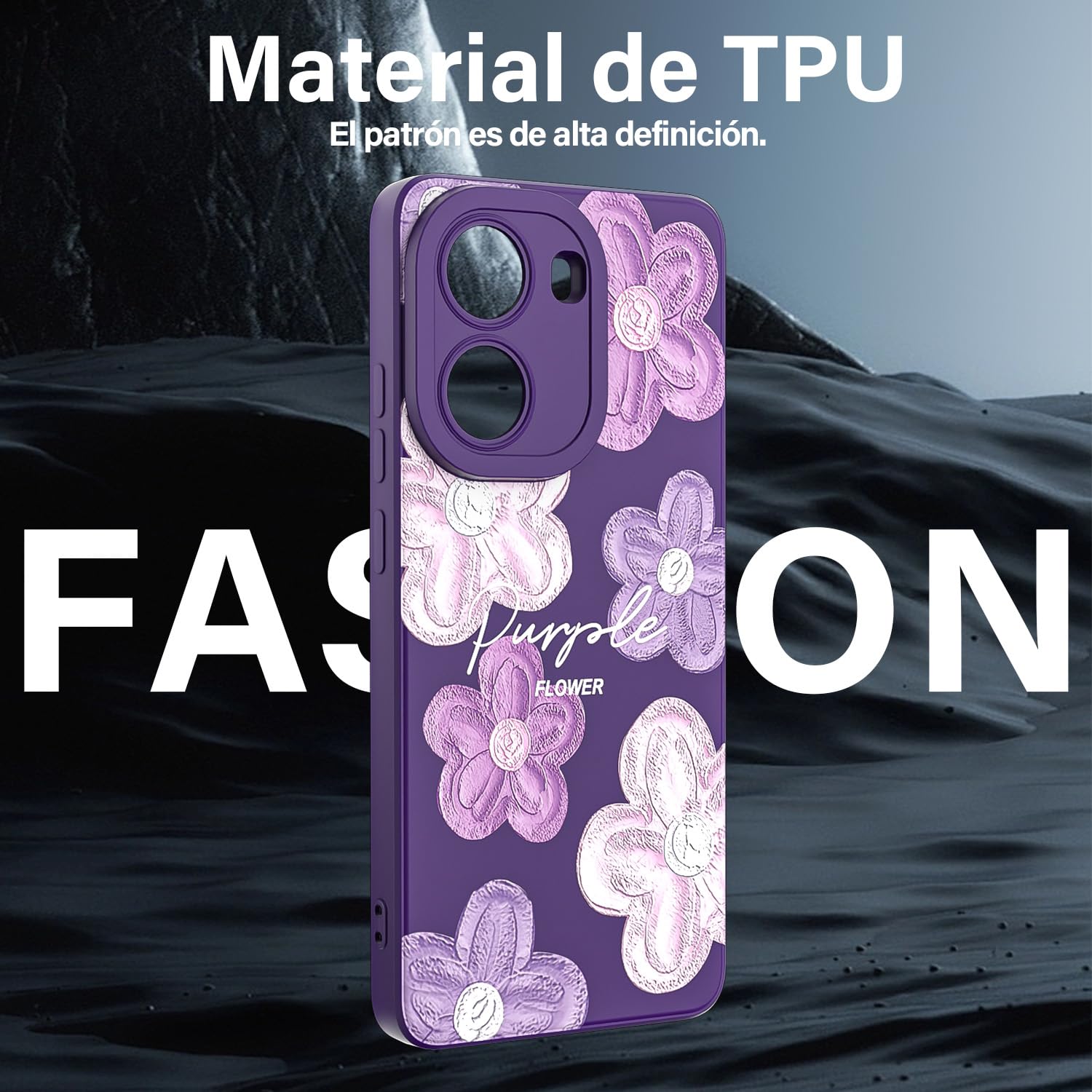 Threehao Funda para Xiaomi Poco X7 Pro 5G Case Uso Rudo, Ultra Delgado Flexible Morada Suave TPU Silicona Carcasa con Moda Aesthetic Dibujos Flores, Antigolpes Anti-arañazos Protectora