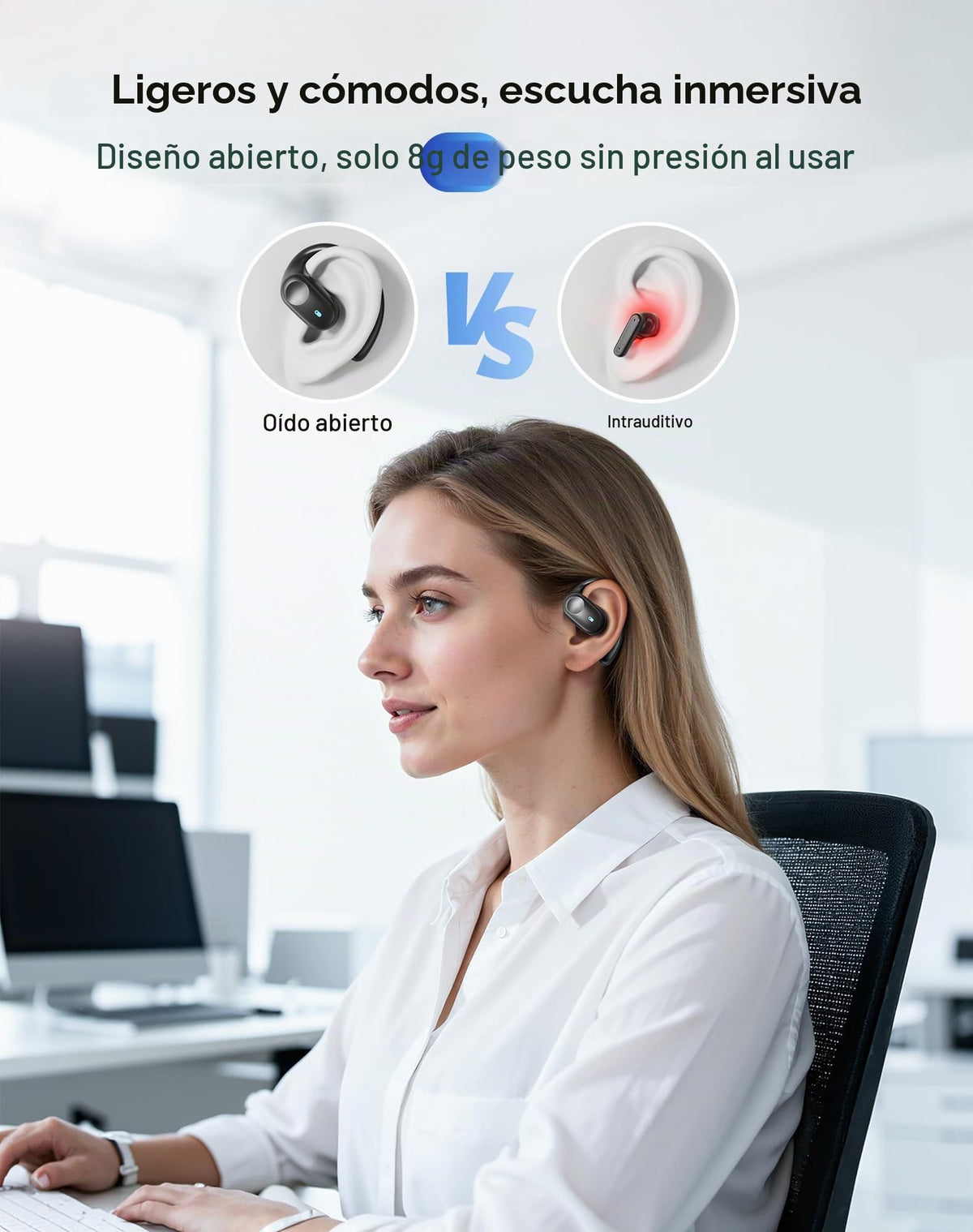 Auriculares Deportivos Eigsupia Abiertos Bluetooth 5.3 con Visualización Digital para Ciclismo