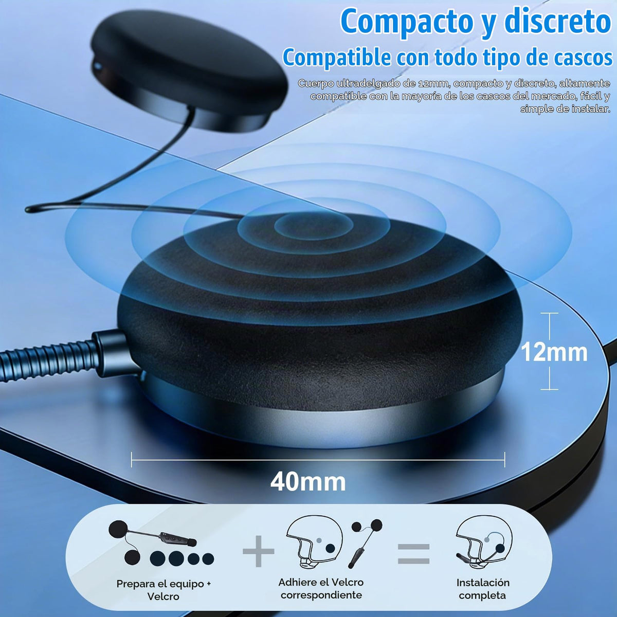 Auriculares Bluetooth OBEST Negro con Micrófono para Moto