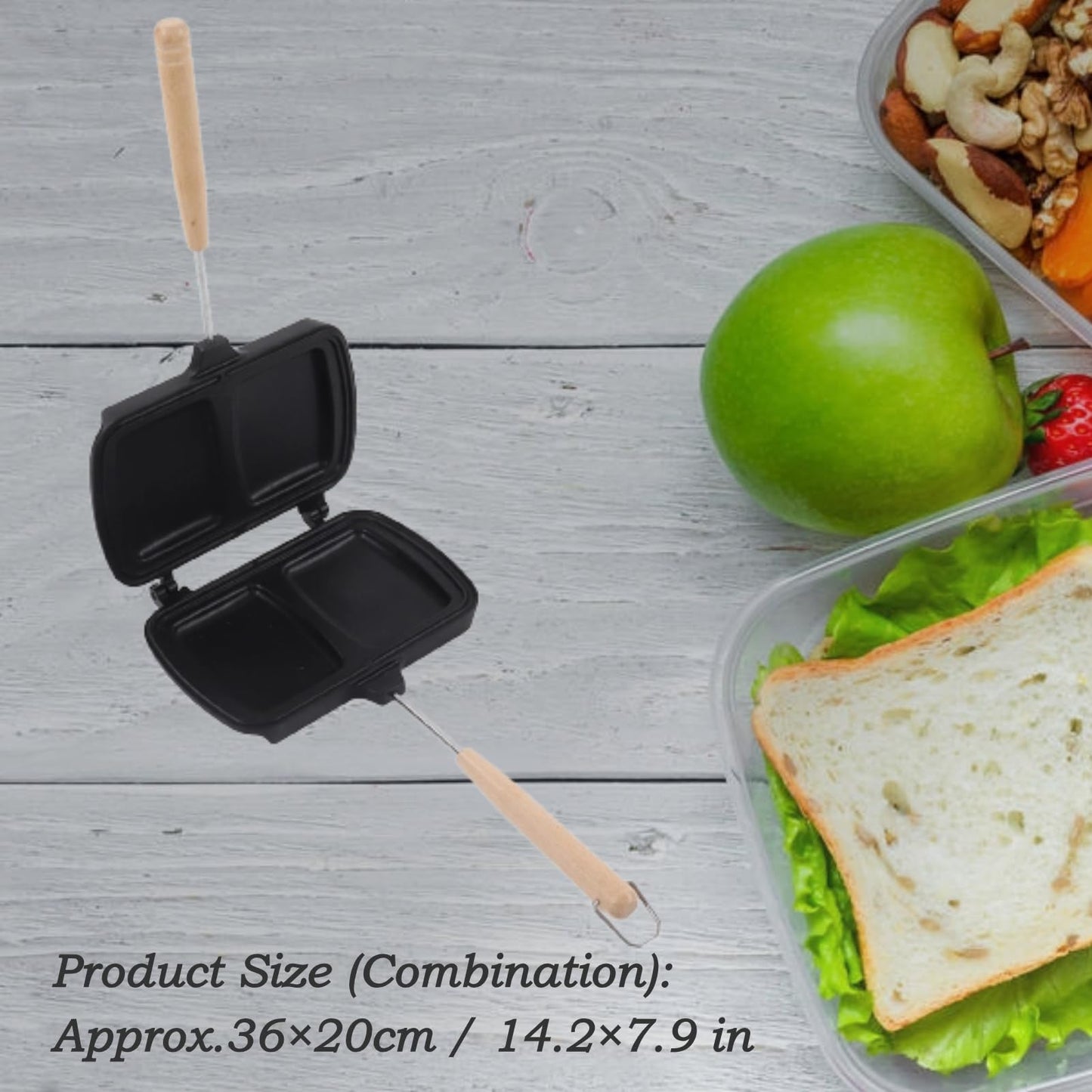 CHICIRIS Sandwichera Estufa, 2 Compartimentos Sanwichera con Mango Desmontable, Antiadherente Parrilla Sandwicherao para Tostada, Pan, Tortilla