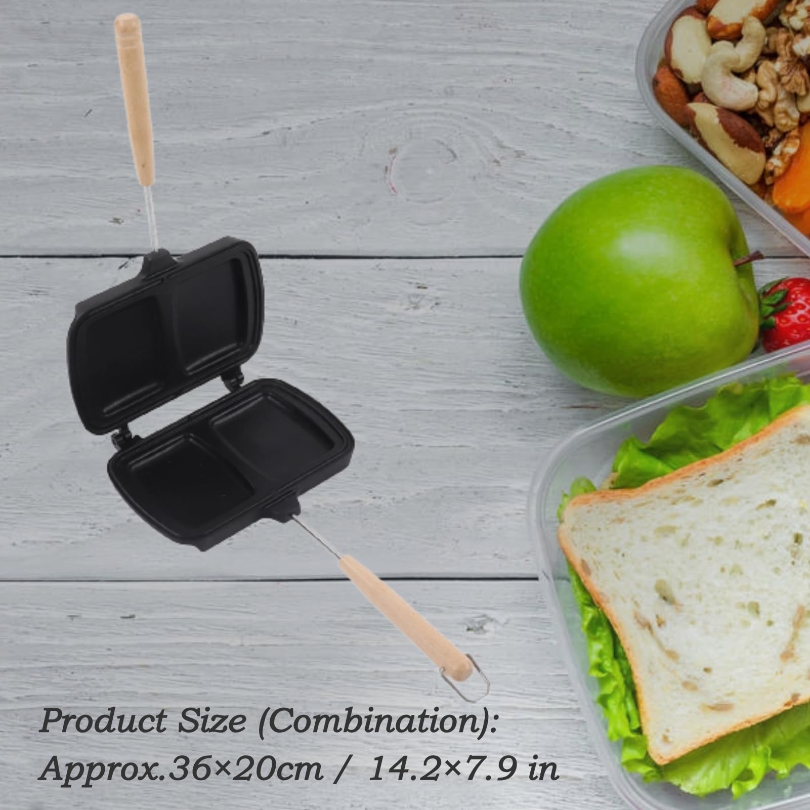 CHICIRIS Sandwichera Estufa, 2 Compartimentos Sanwichera con Mango Desmontable, Antiadherente Parrilla Sandwicherao para Tostada, Pan, Tortilla