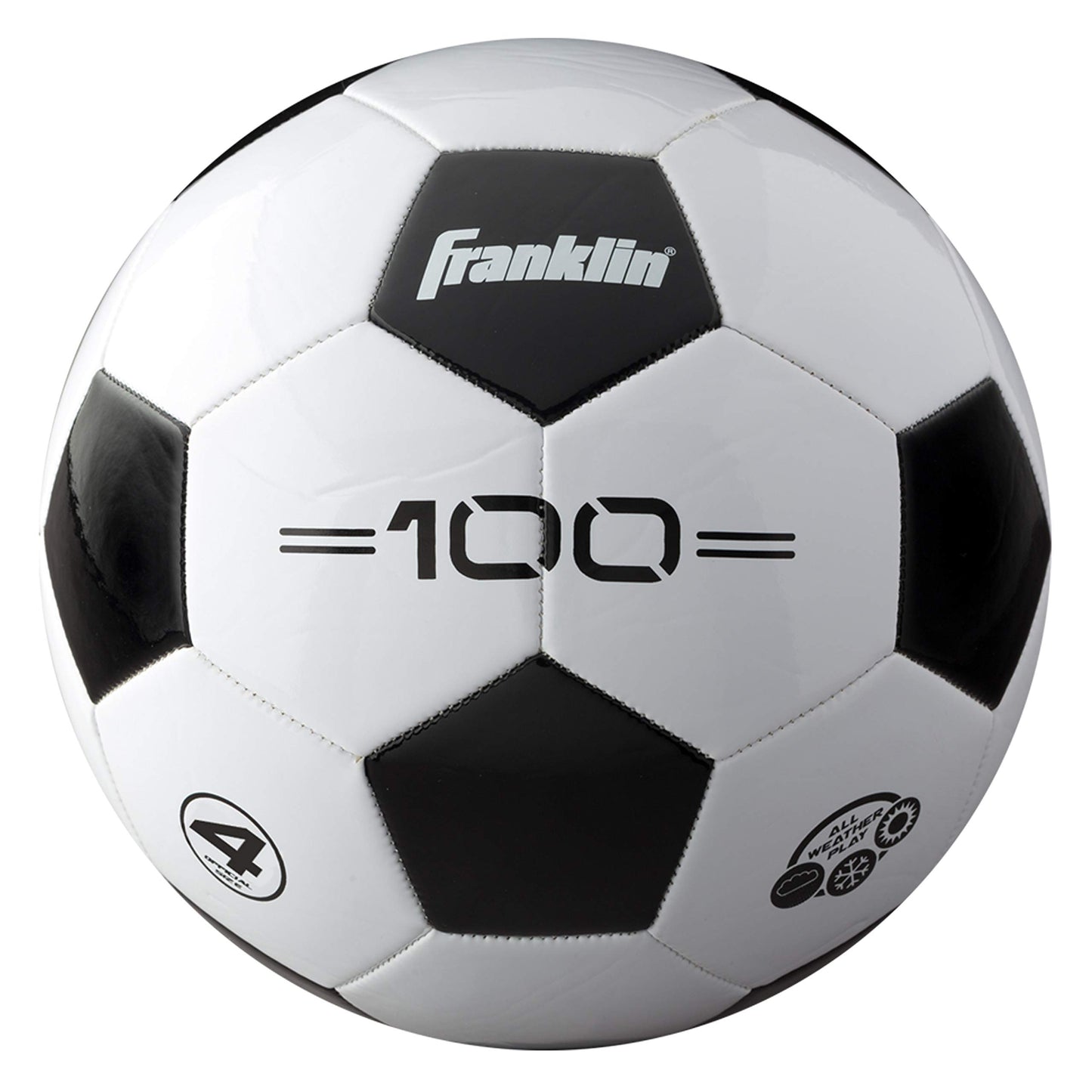 Franklin Sports Competition F-100 Balón de fútbol, Blanco/Negro, 4